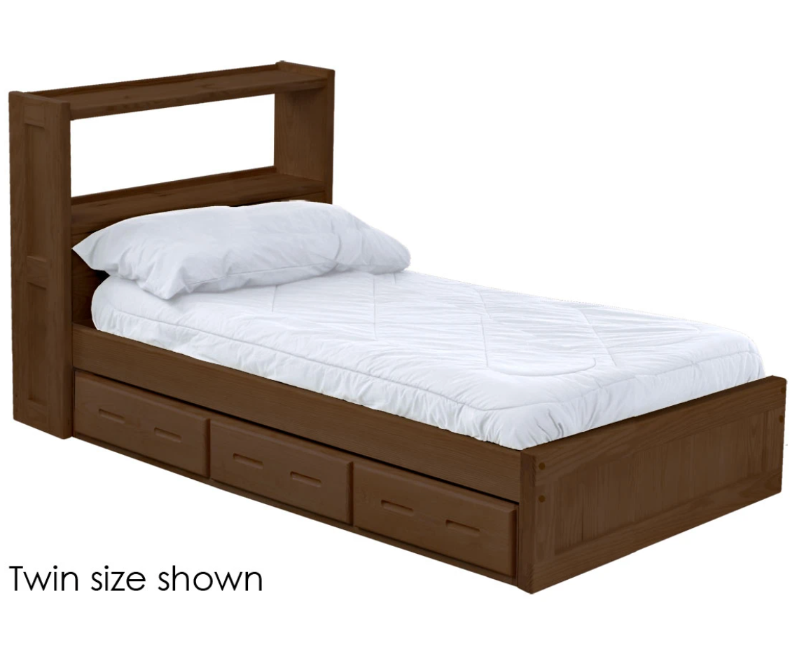 Bookcase Bed with Drawers, King, By Crate Designs. 4636