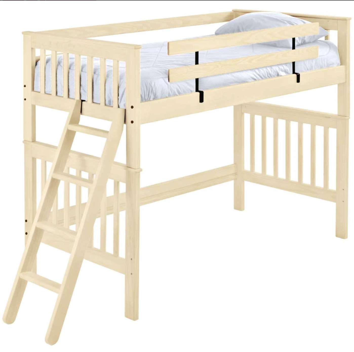Mission Loft Bed with Ladder and Guardrails, Twin, By Crate Designs. 4705A