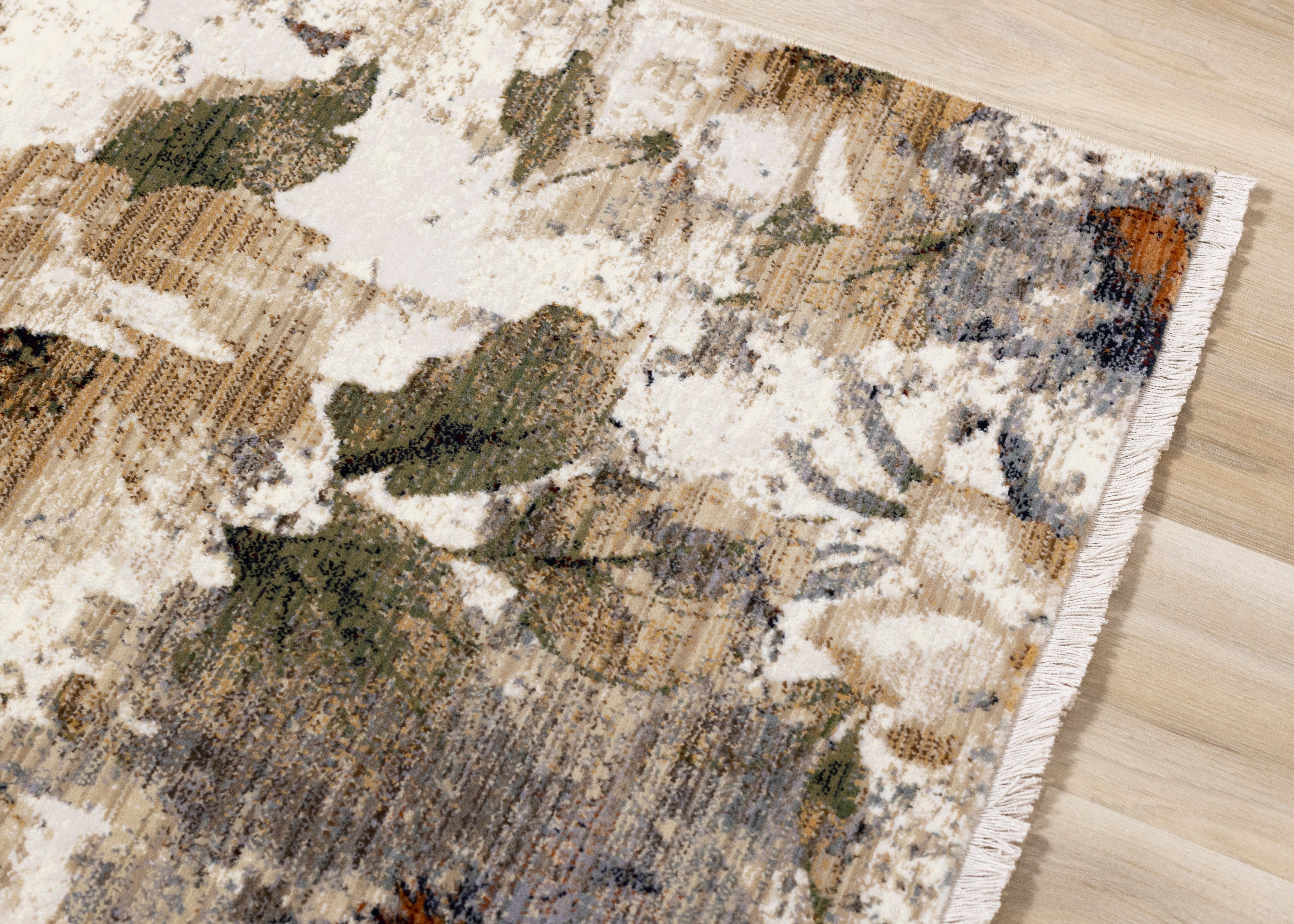 Serene Warm Toned Floral Print Rug