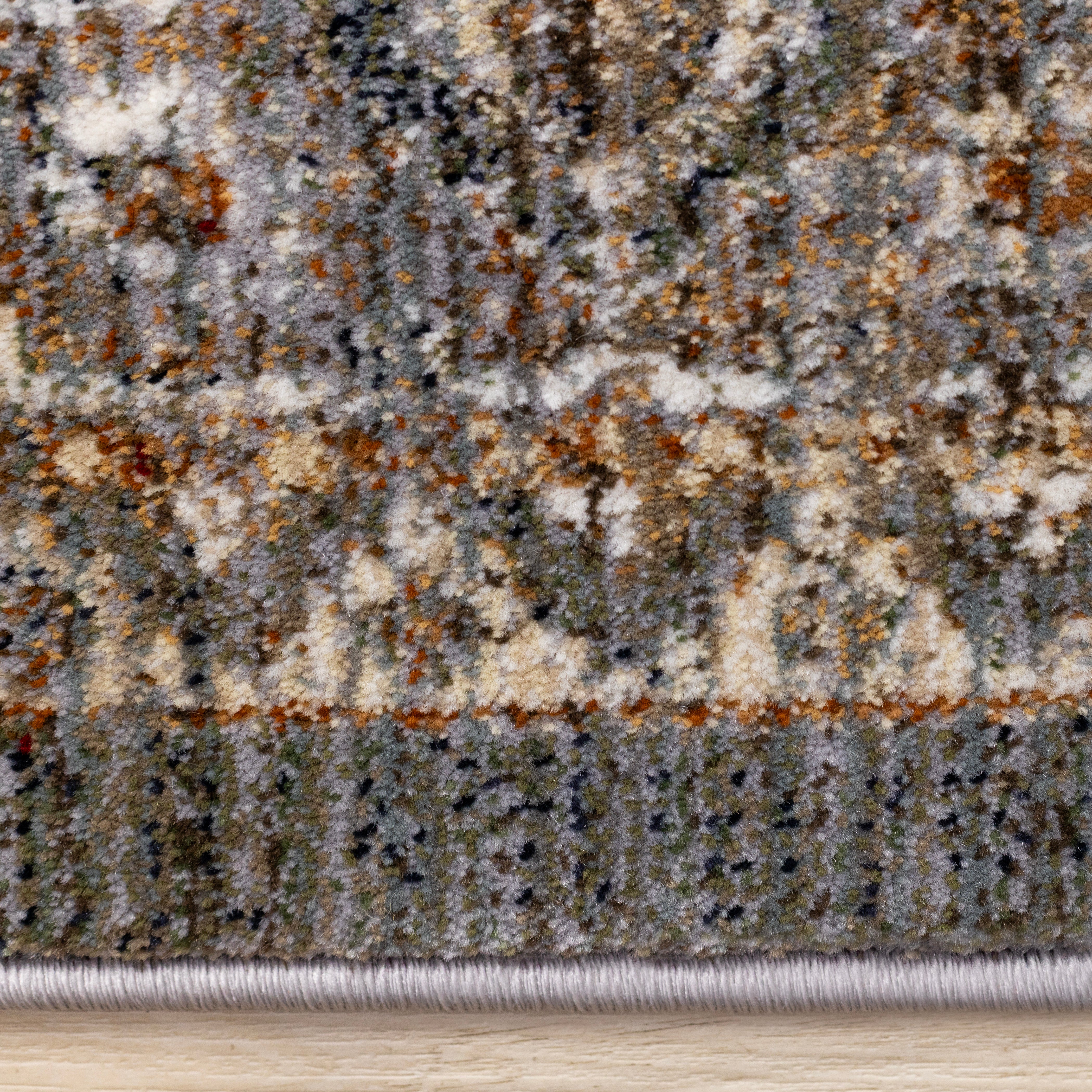 Serene Blue Orange Green Grey Classic Traditional Rug