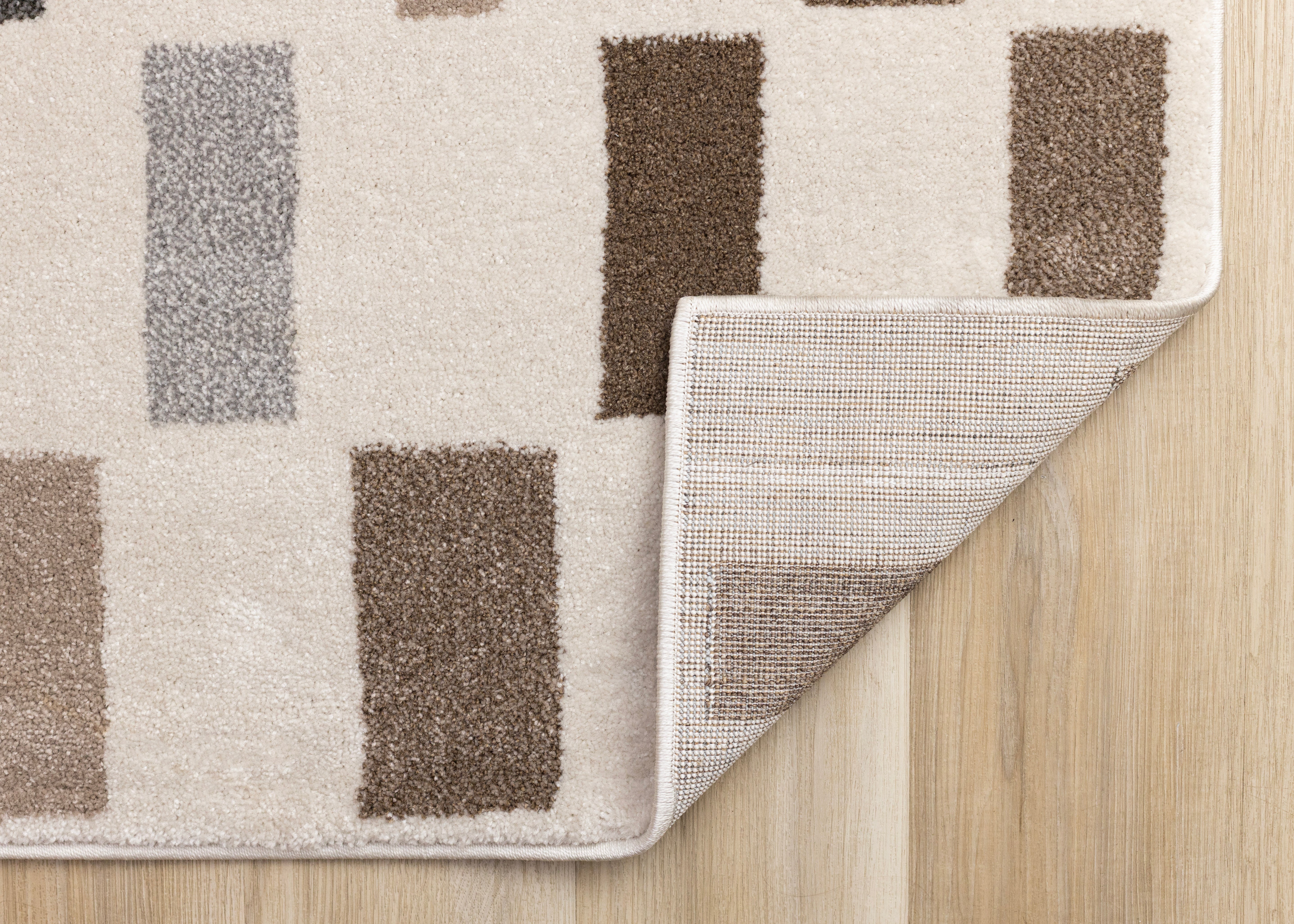 Shade Black Grey White Taupe Rectangle Rows Design Rug