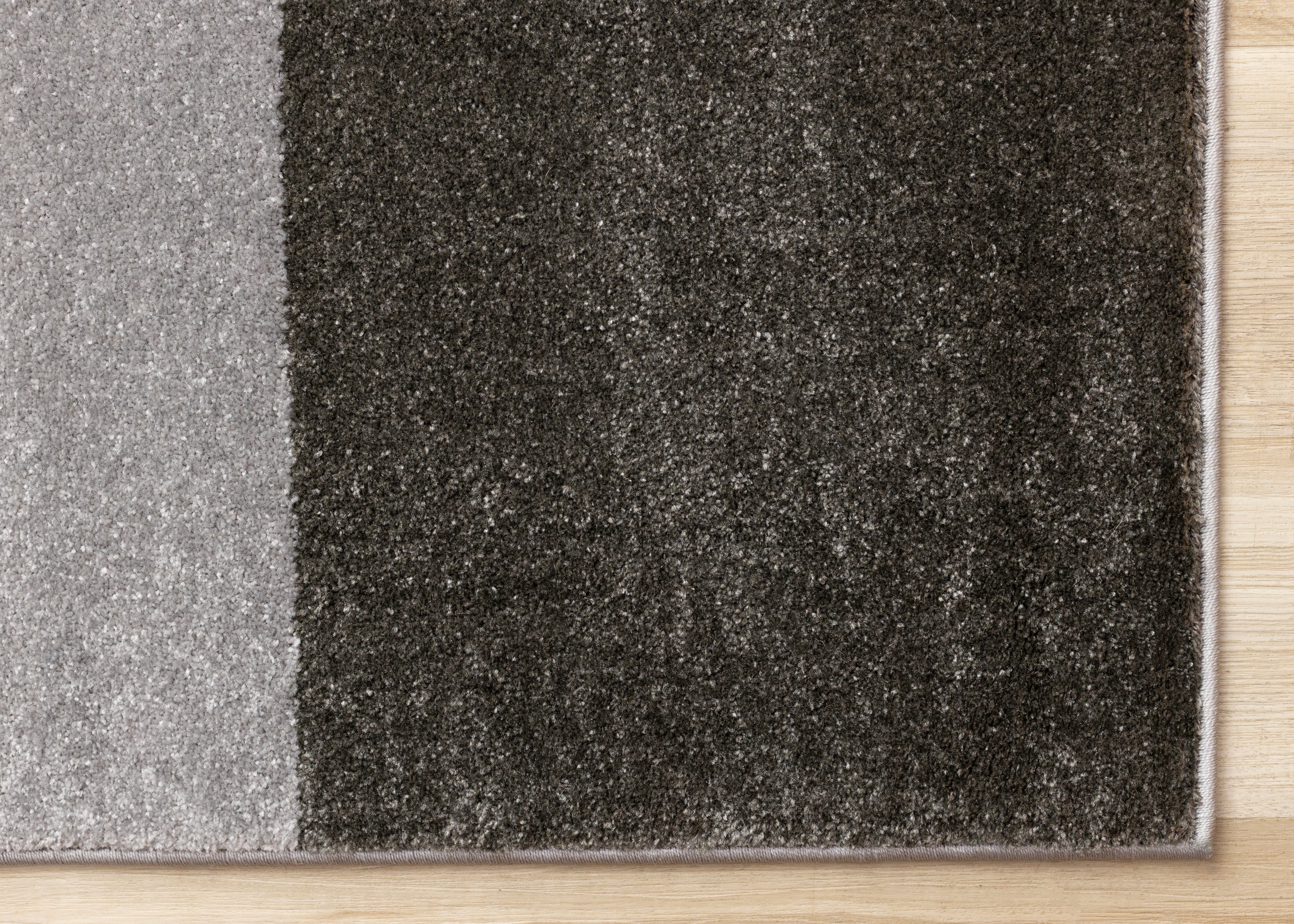 Shade Grey Black White Mid Century Geometric Design Rug