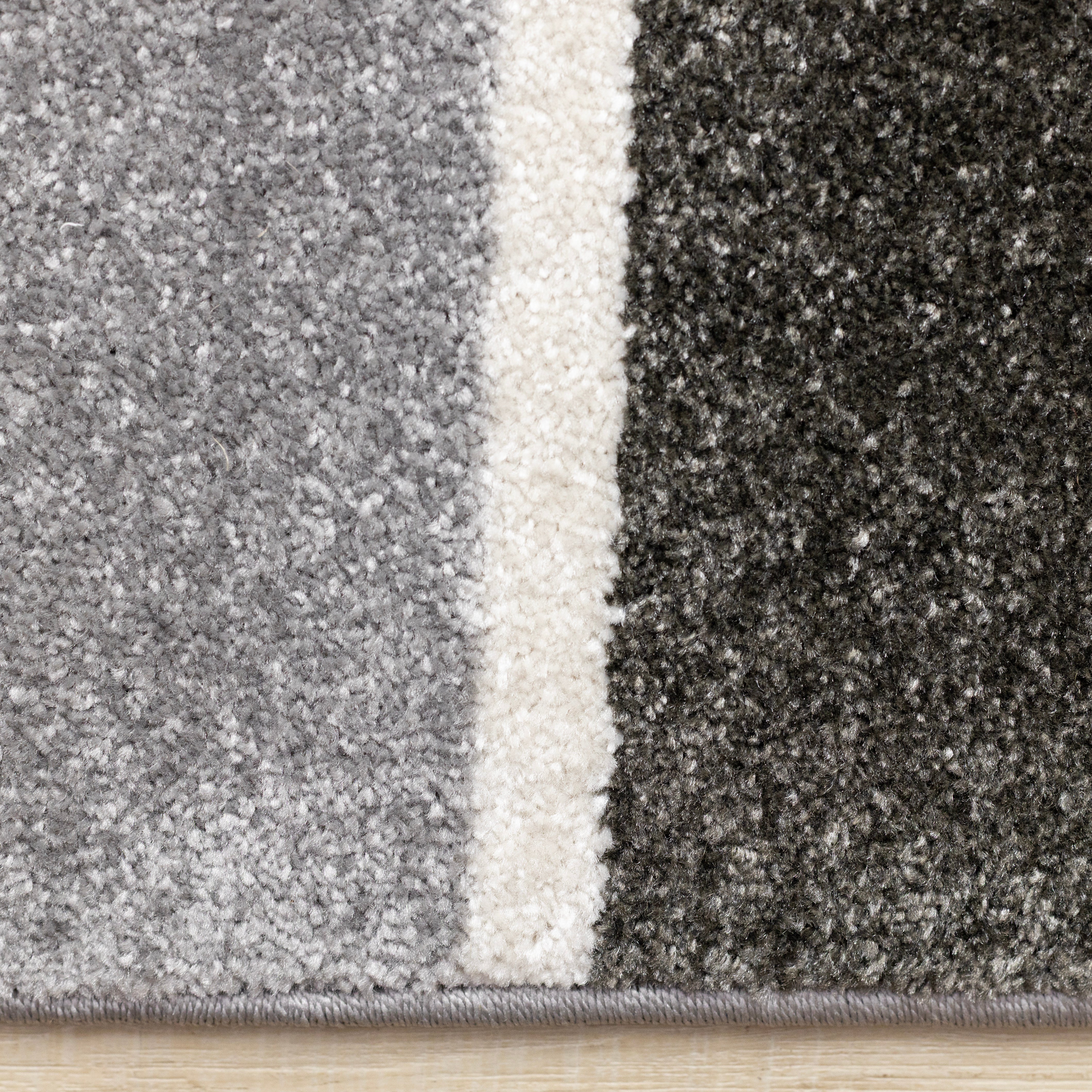 Shade Grey Black White Mid Century Geometric Design Rug