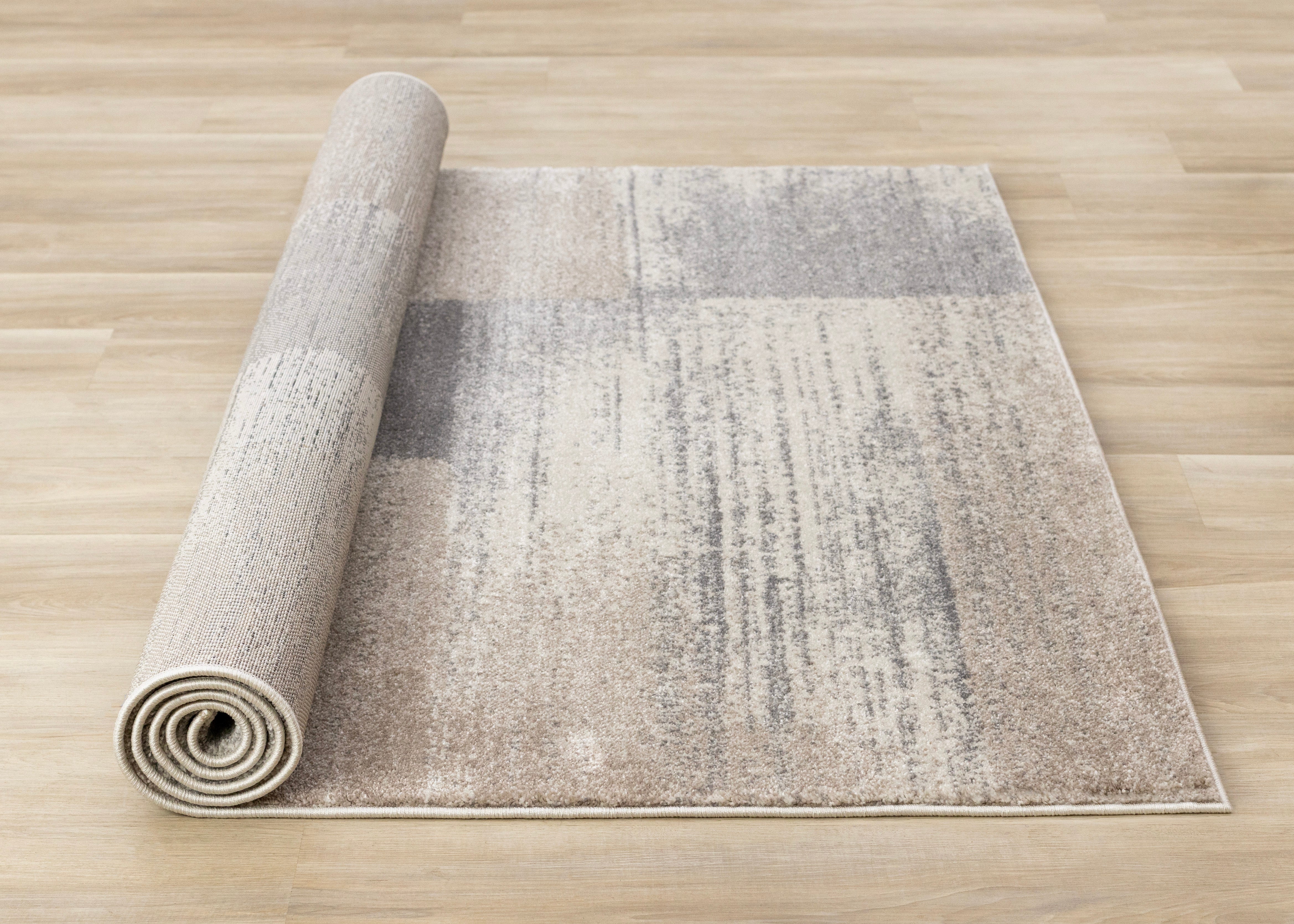 Shade Cream Taupe Grey Distressed Patches Rug
