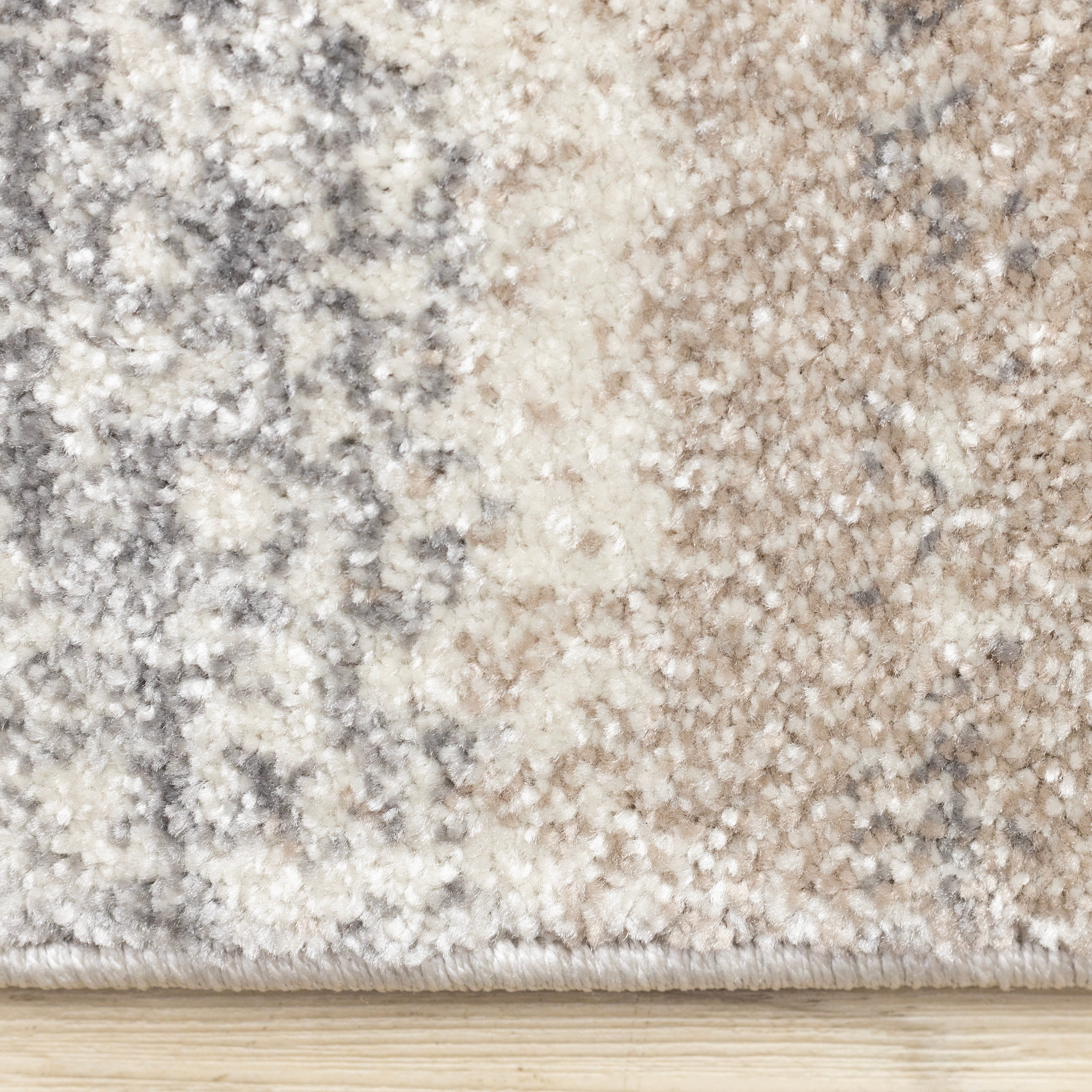 Shade Cream Taupe Grey Distressed Patches Rug