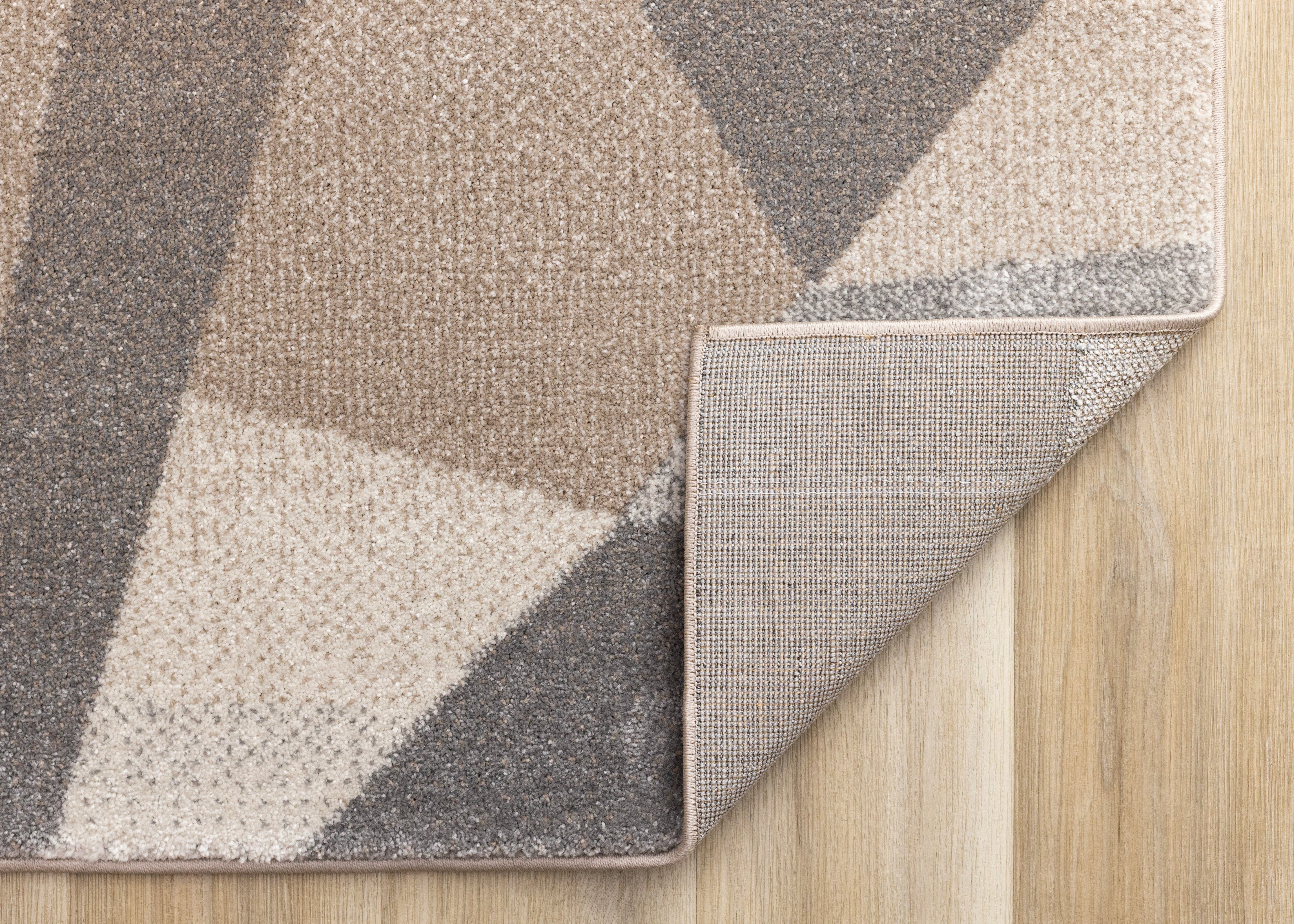Shade Taupe Beige Grey White Shattered Geometric Design Rug