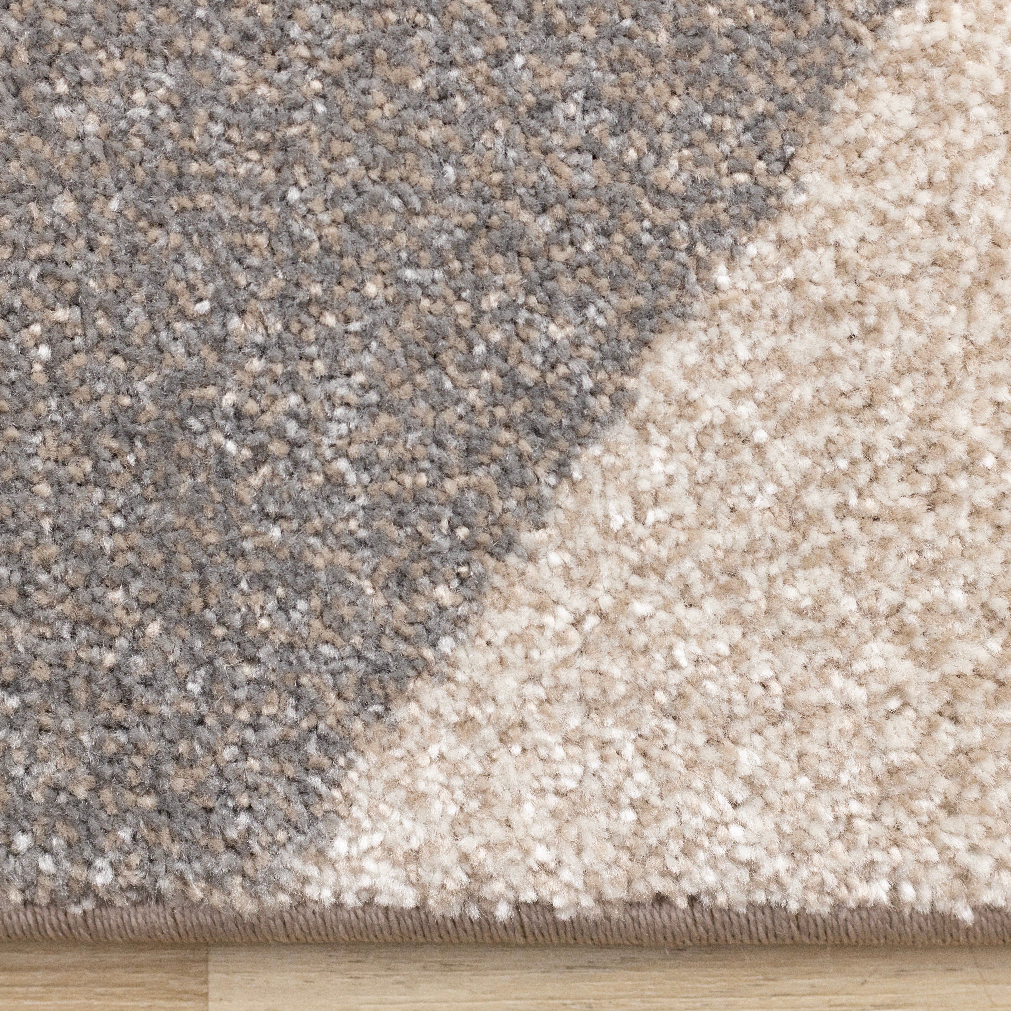 Shade Taupe Beige Grey White Shattered Geometric Design Rug