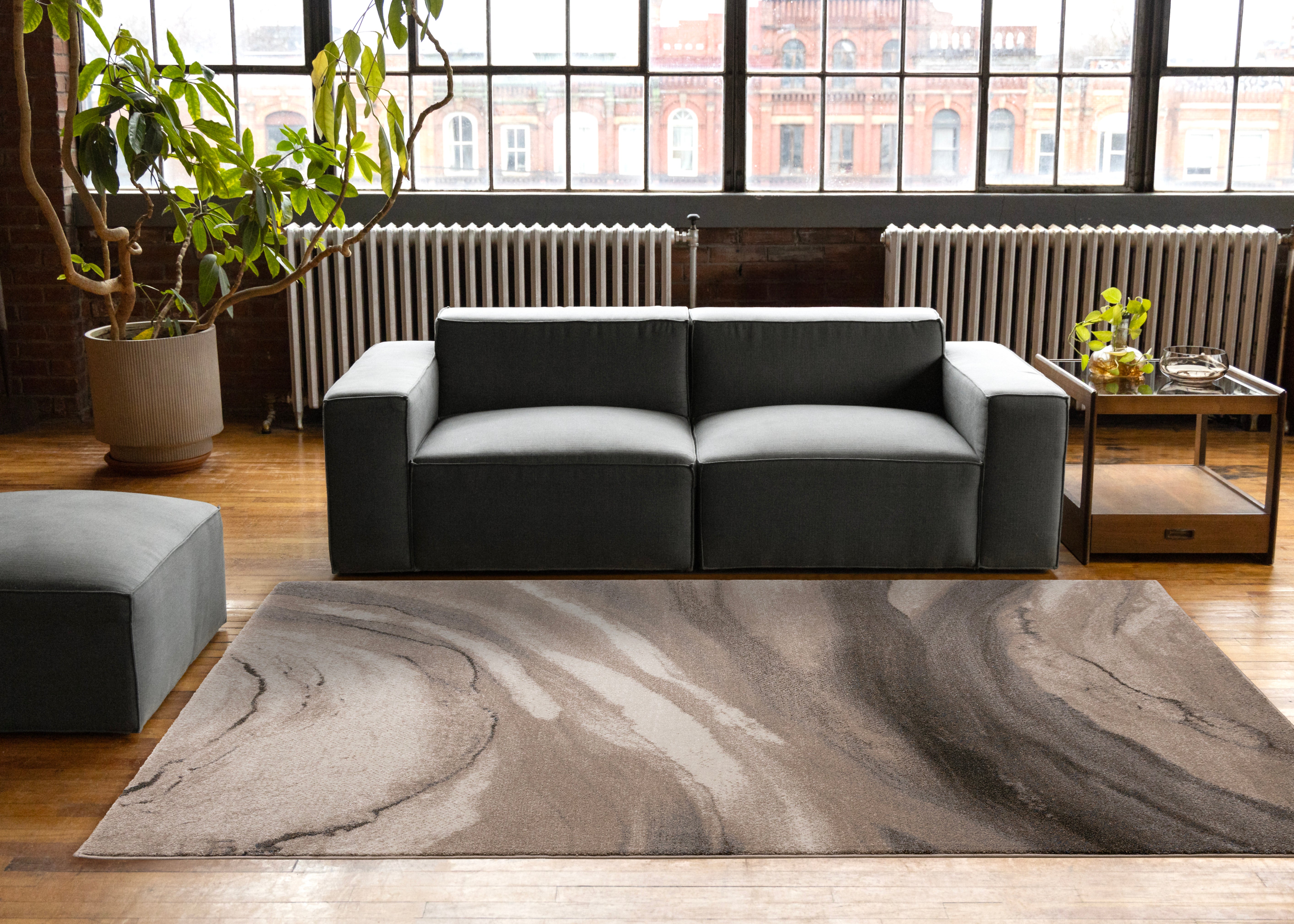 Shade Taupe Black White Organic Layers Rug
