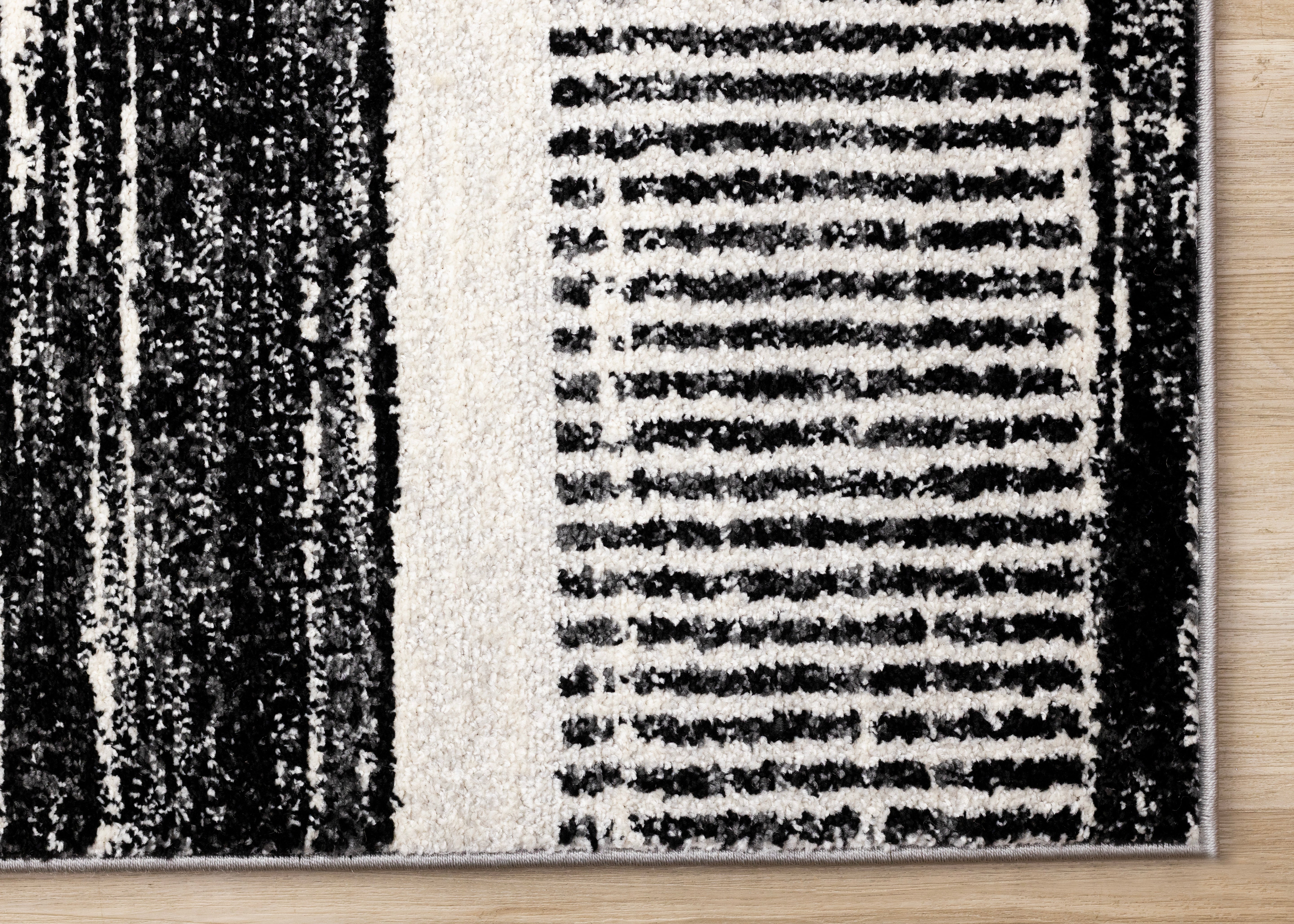 Swift Black White Patterned Lines Rug