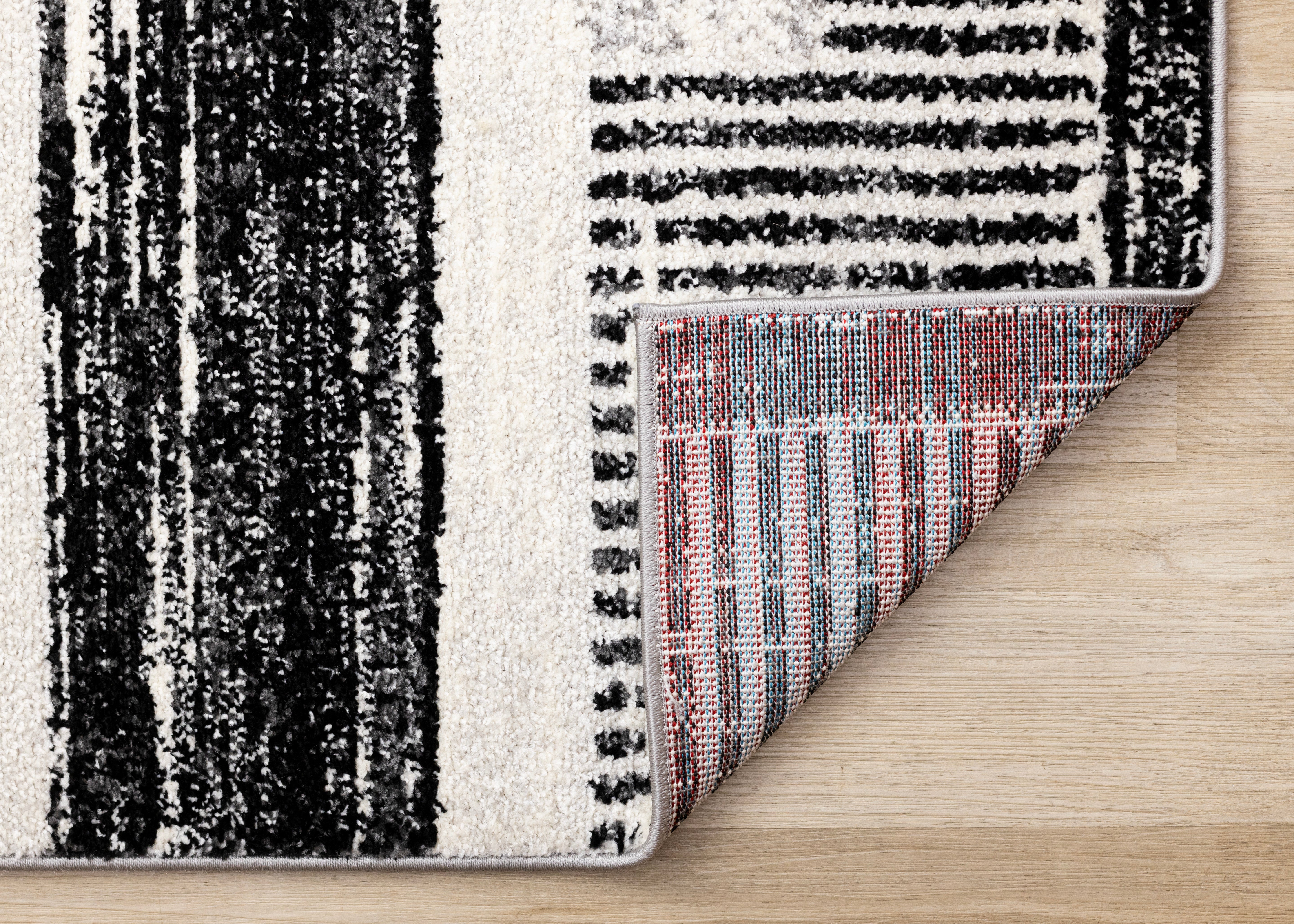 Swift Black White Patterned Lines Rug