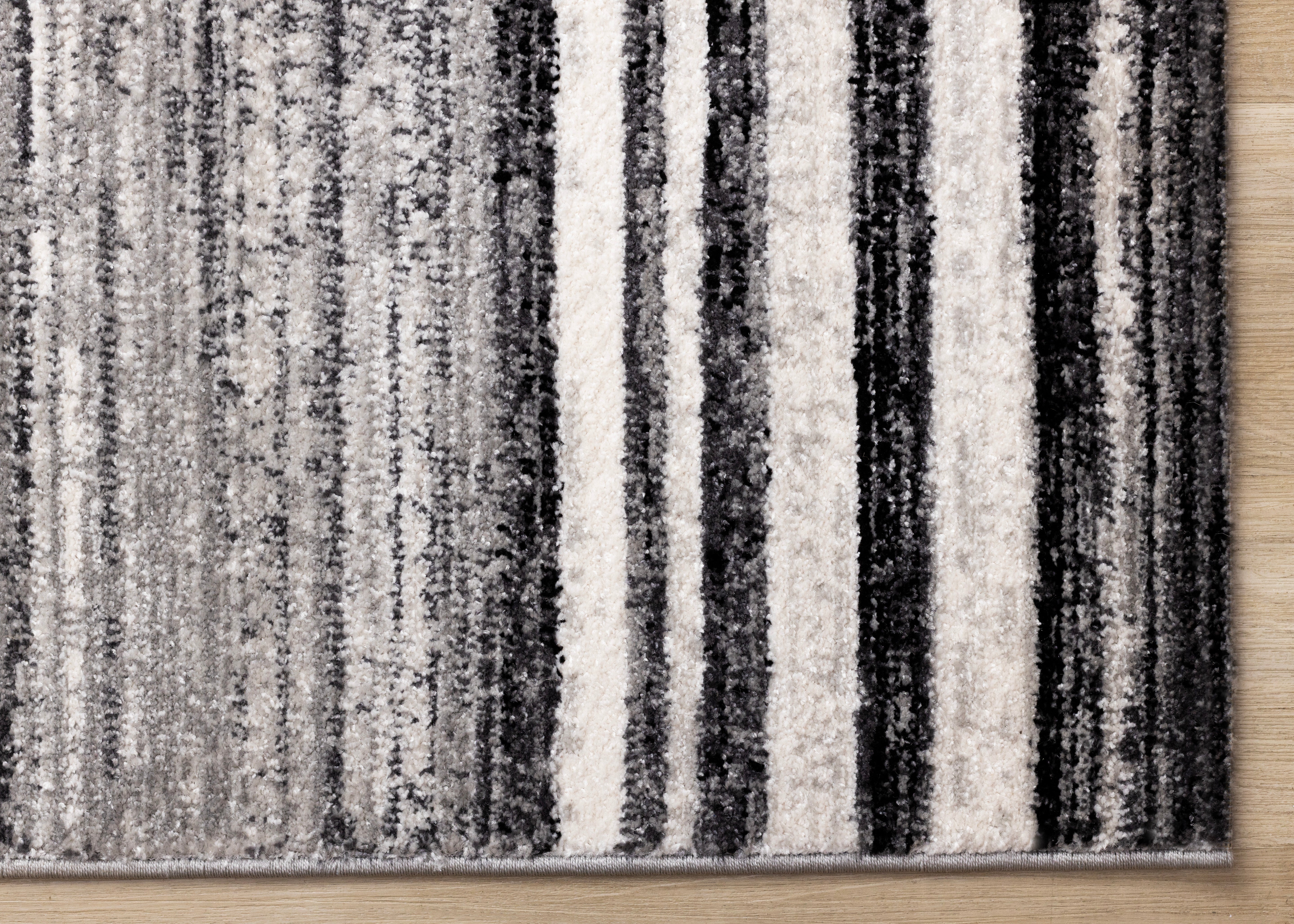 Slate Black Grey White Distressed Lines Rug