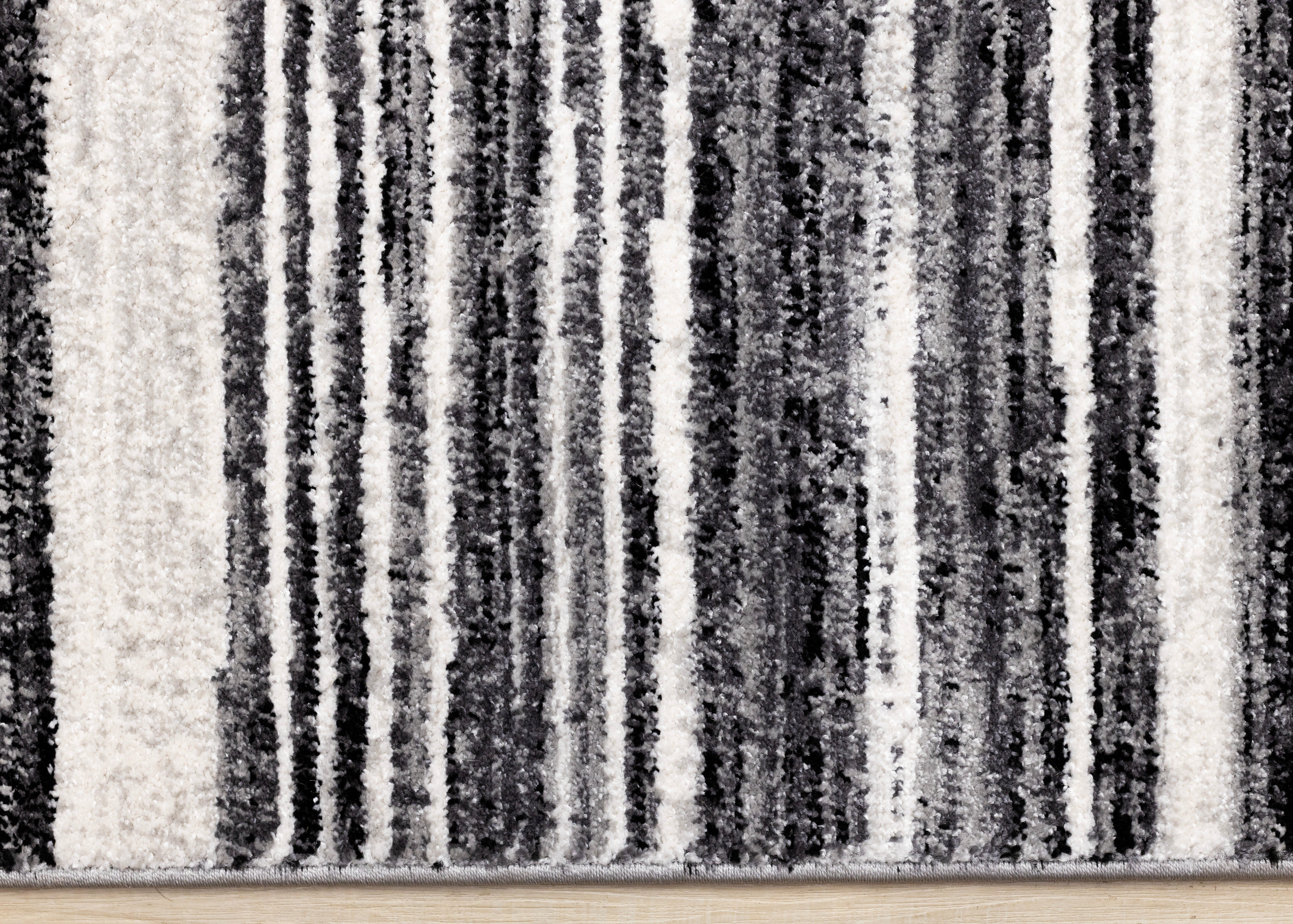 Slate Black Grey White Distressed Lines Rug