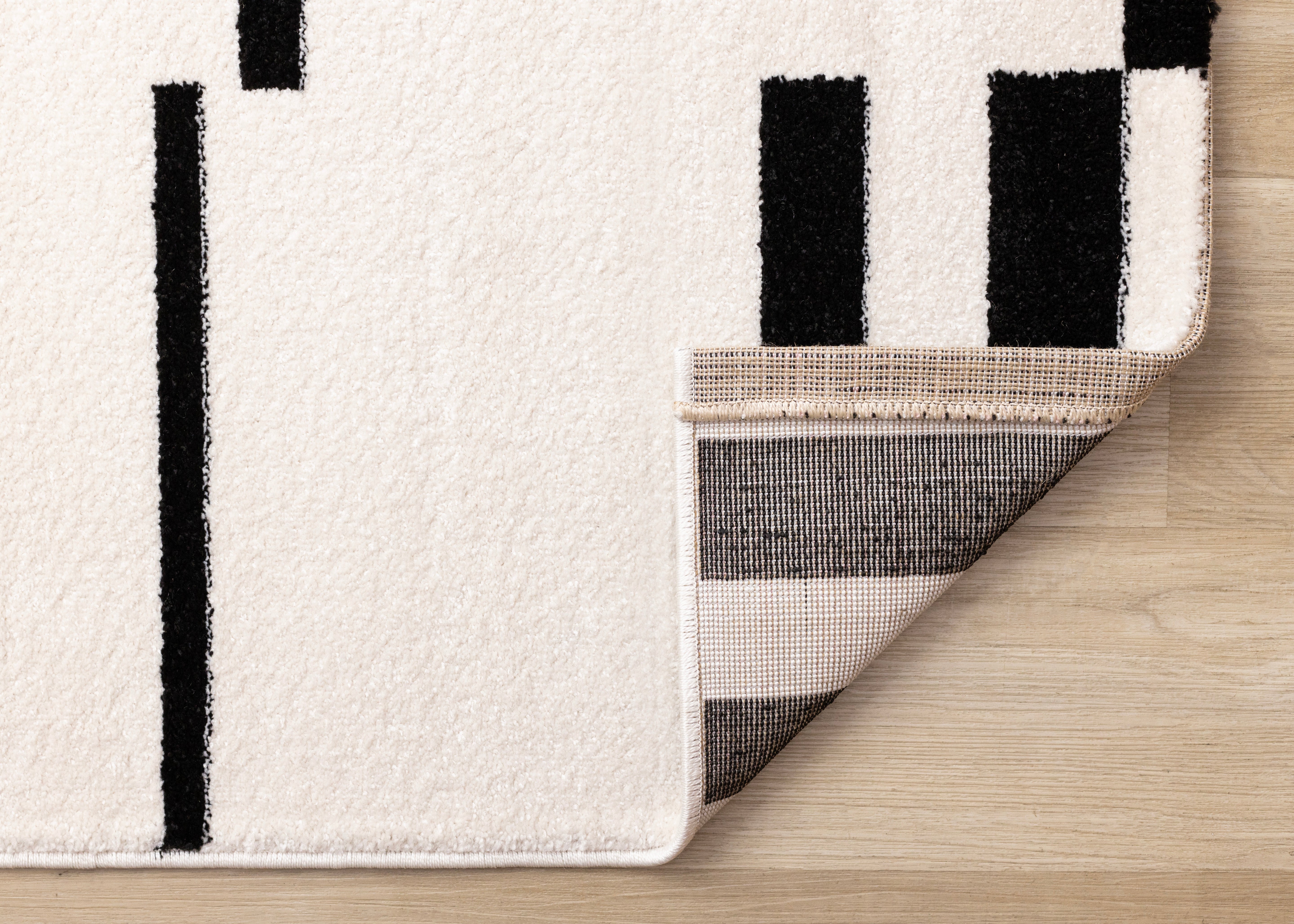 Slate White Black Column Stripes Rug