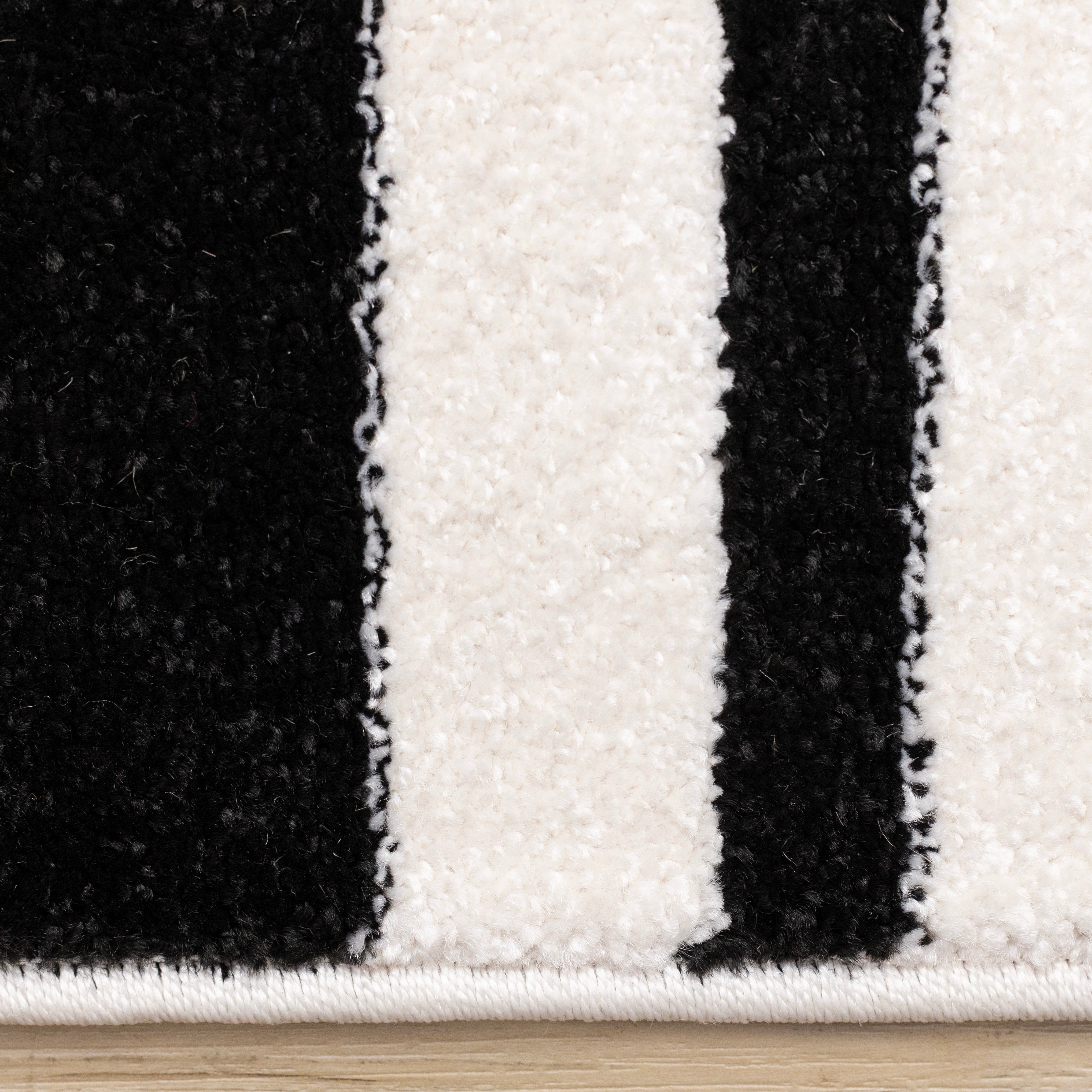 Slate White Black Column Stripes Rug