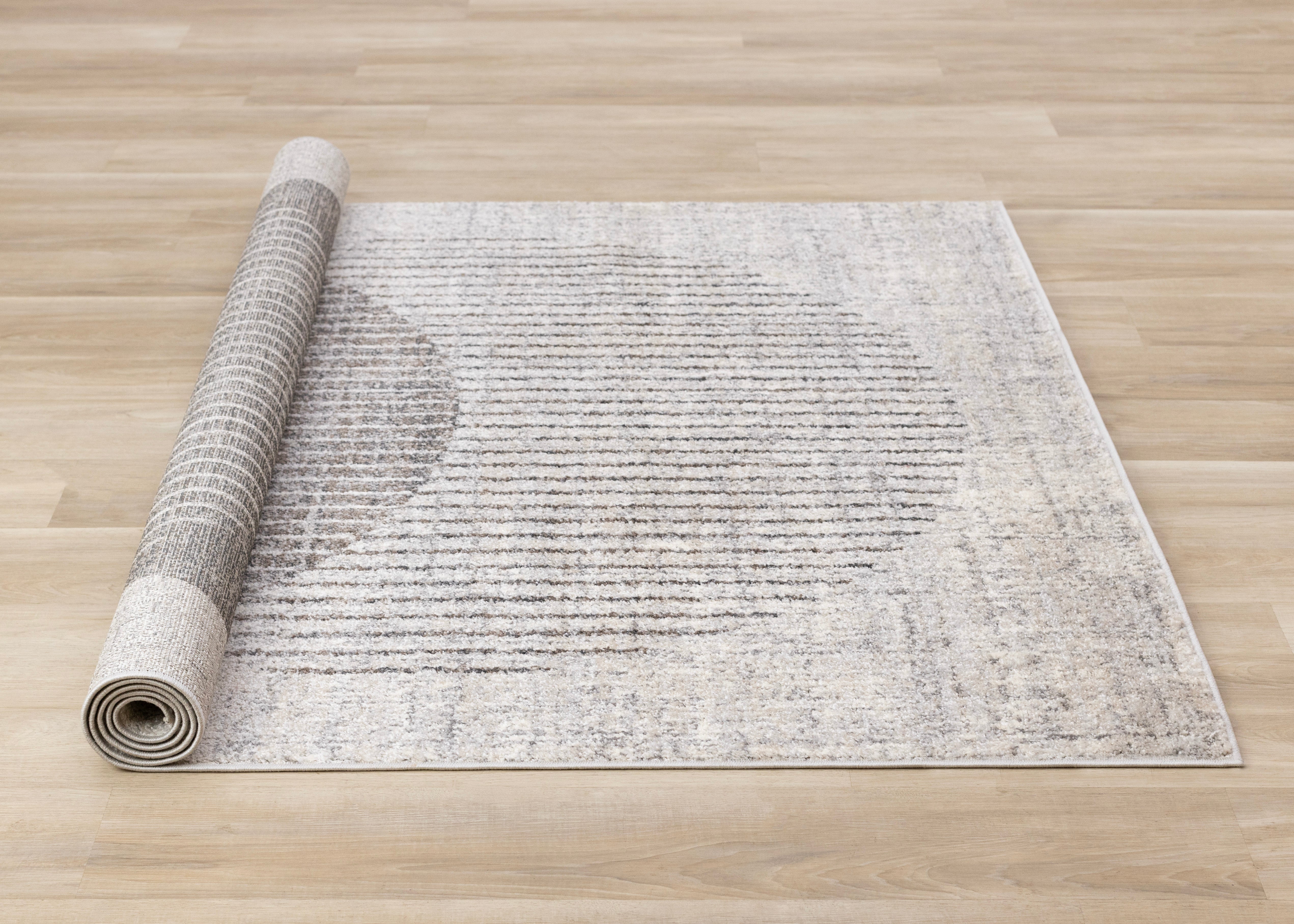 Swift Grey White Two Merging Circles Rug