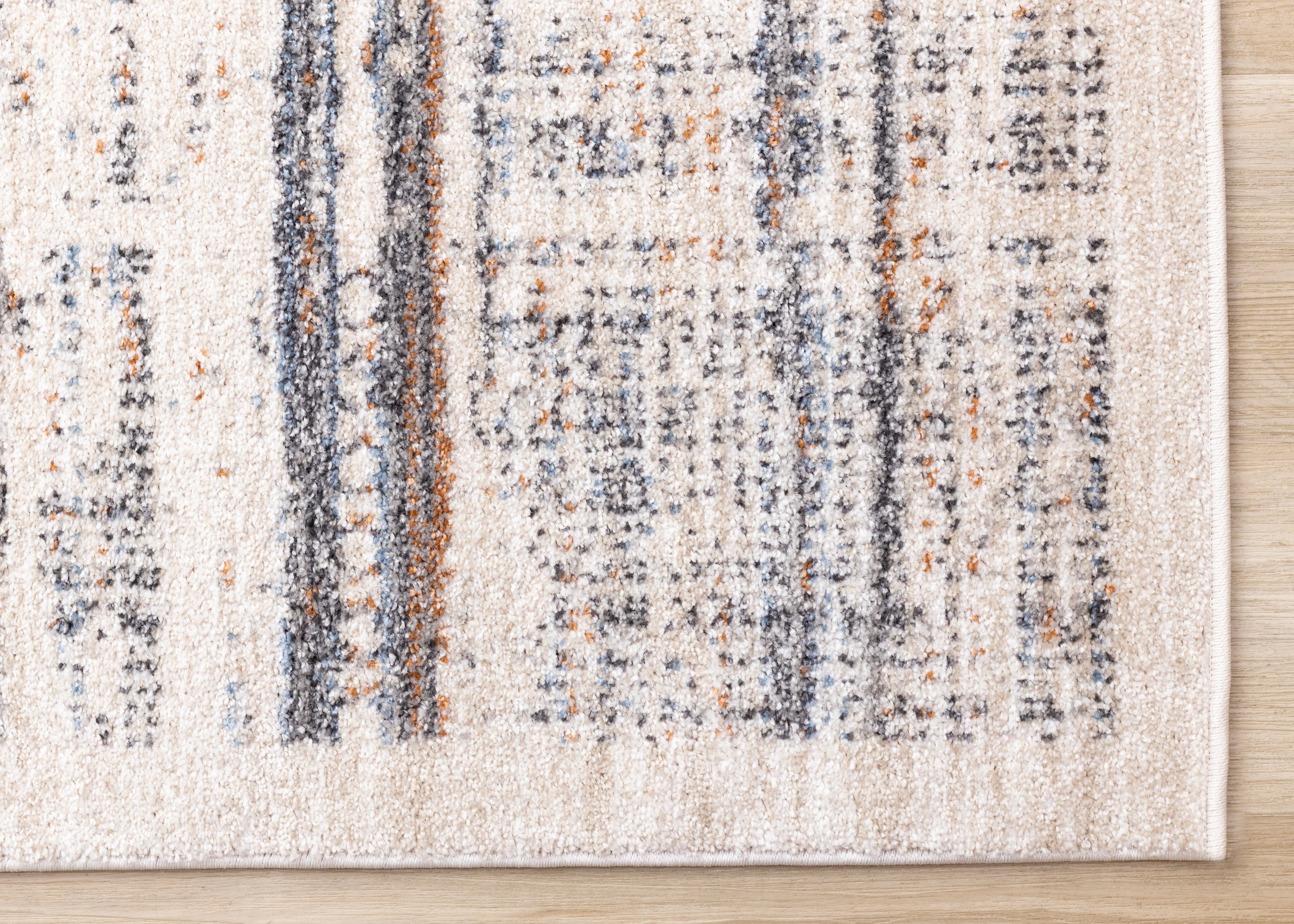 Swift Cream Taupe Distressed Lines Rug