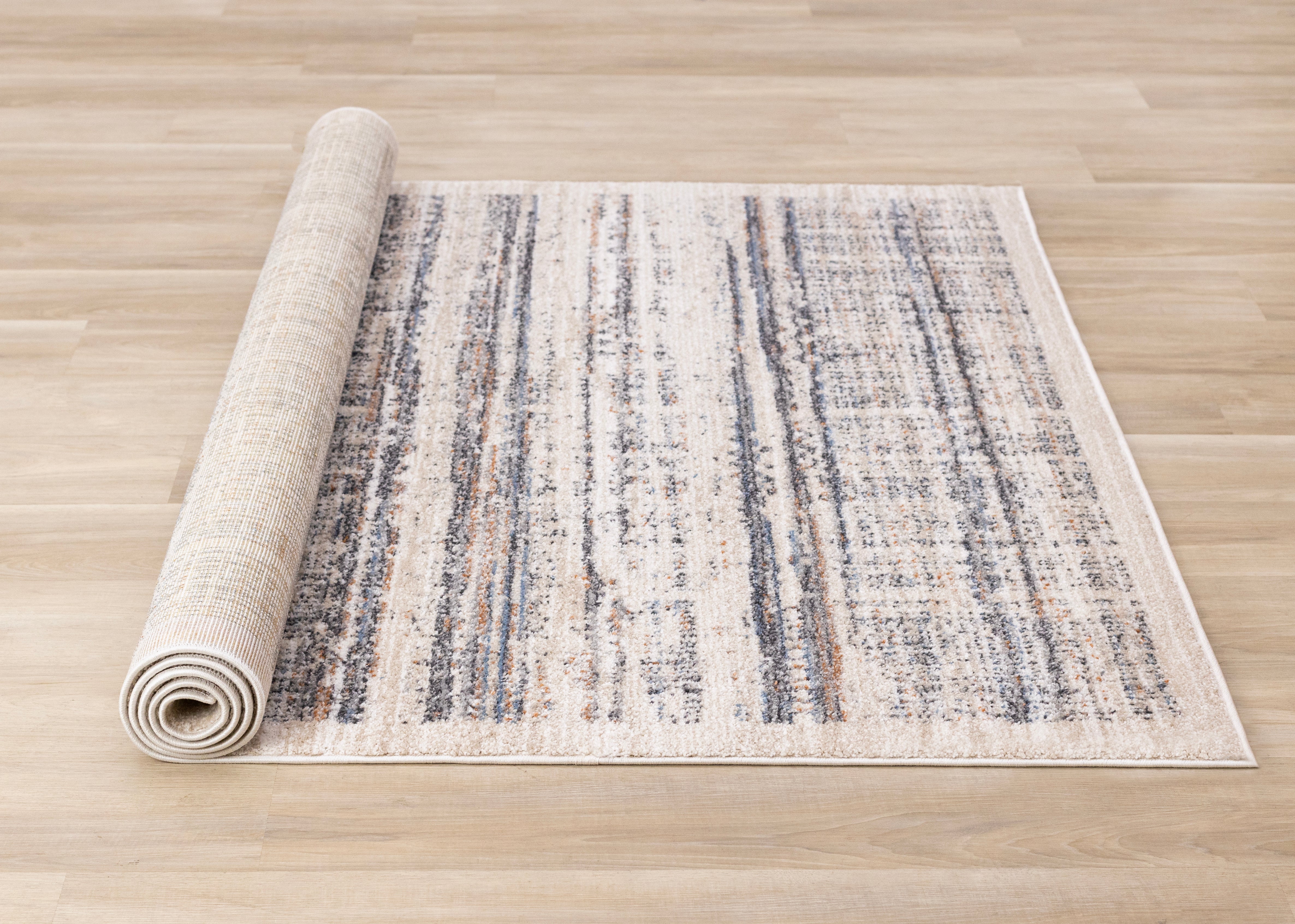 Swift Cream Taupe Distressed Lines Rug