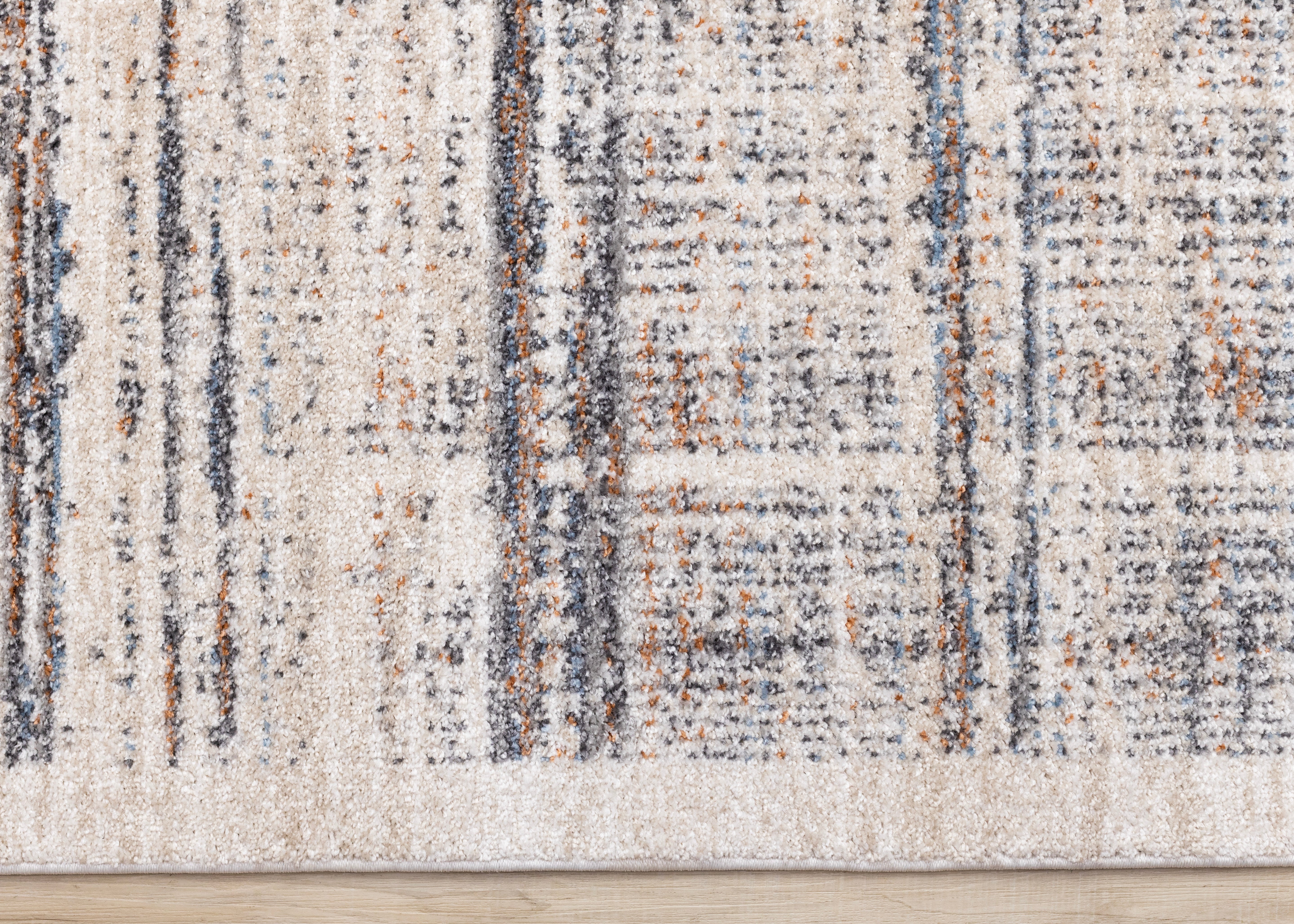 Swift Cream Taupe Distressed Lines Rug