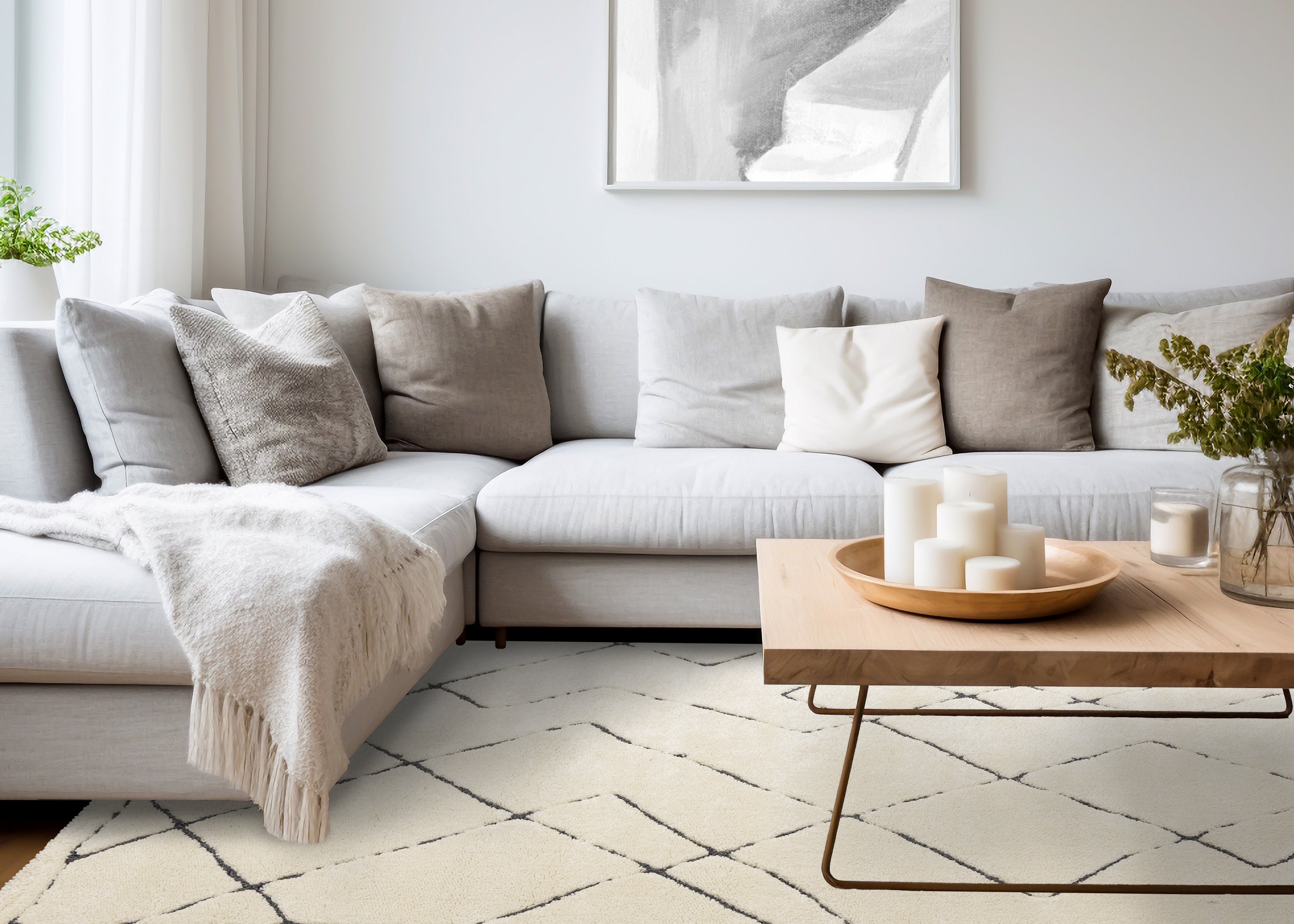Talia Cream Black Broken Lattice Rug