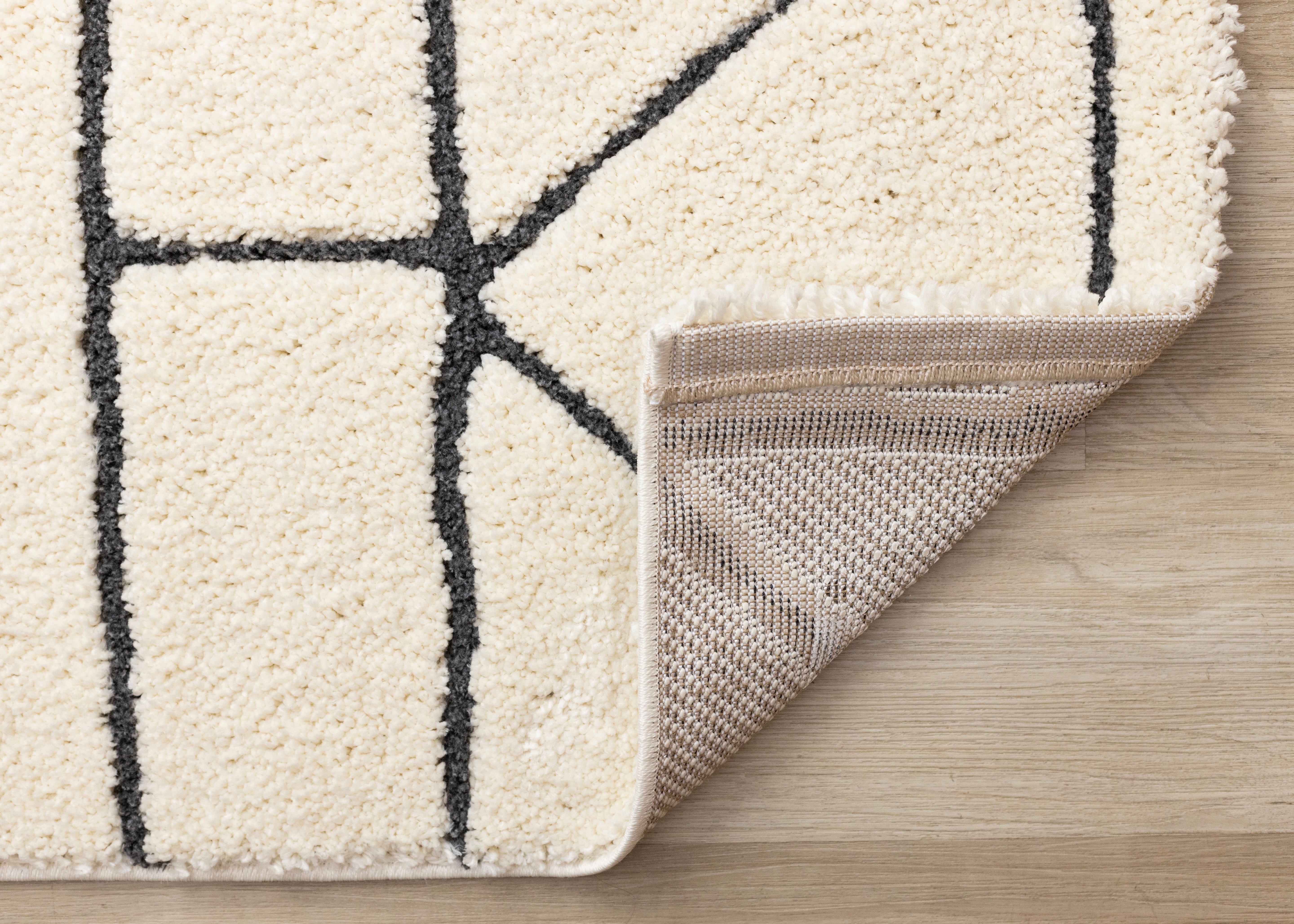 Talia Cream Black Geometric Lattice Design Rug