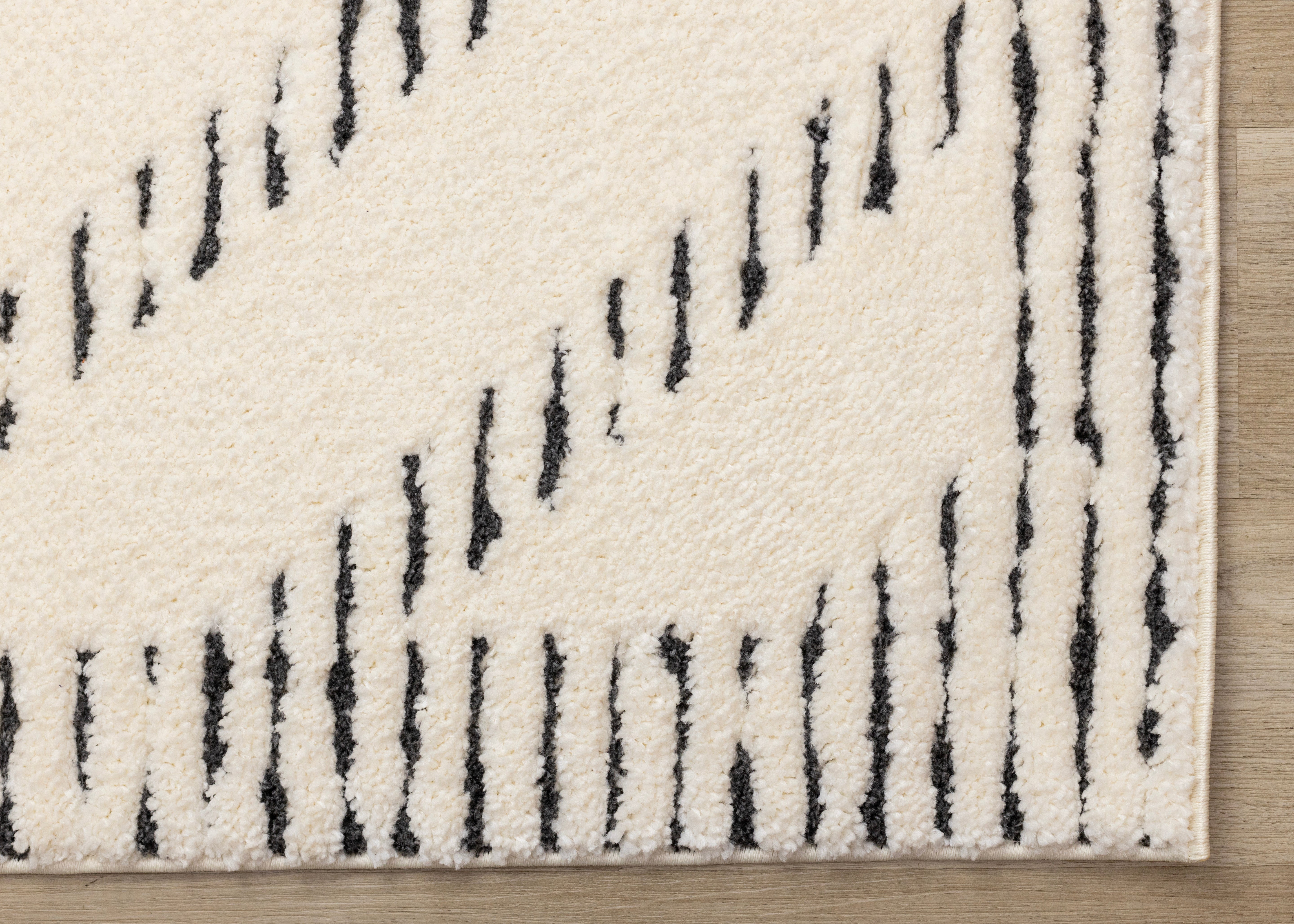 Talia Cream Black Striped Diamond Rug Design