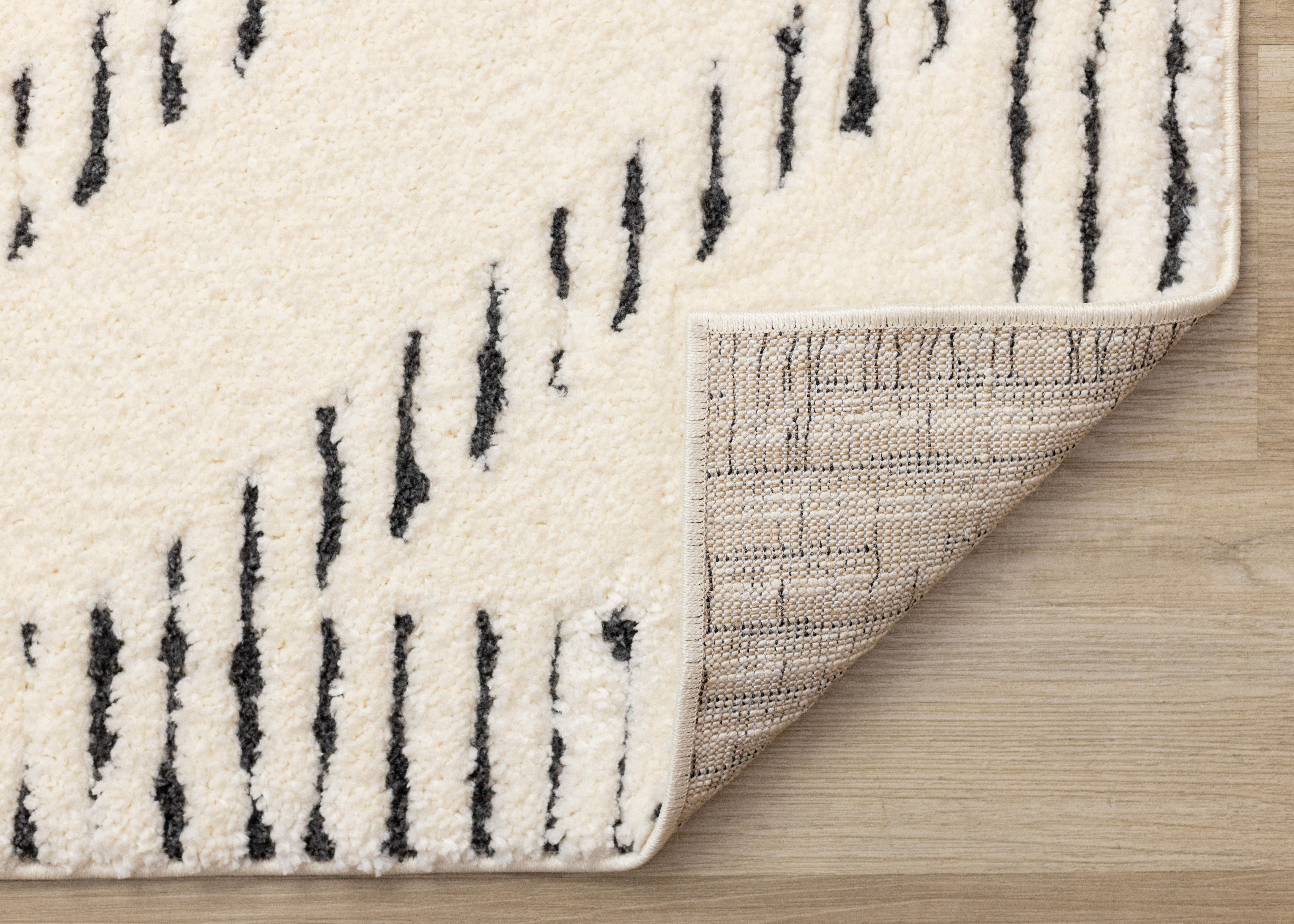 Talia Cream Black Striped Diamond Rug Design