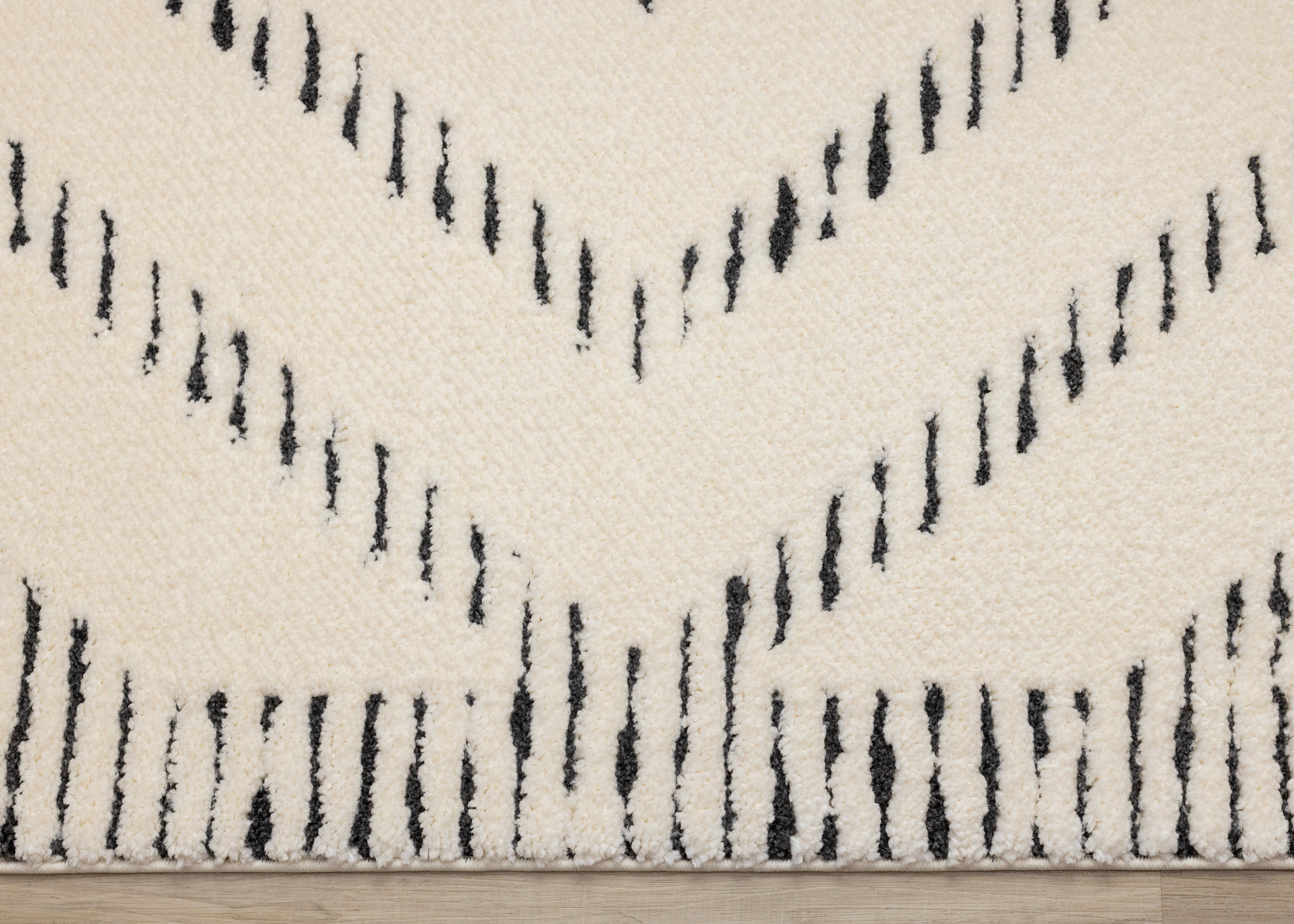 Talia Cream Black Striped Diamond Rug Design