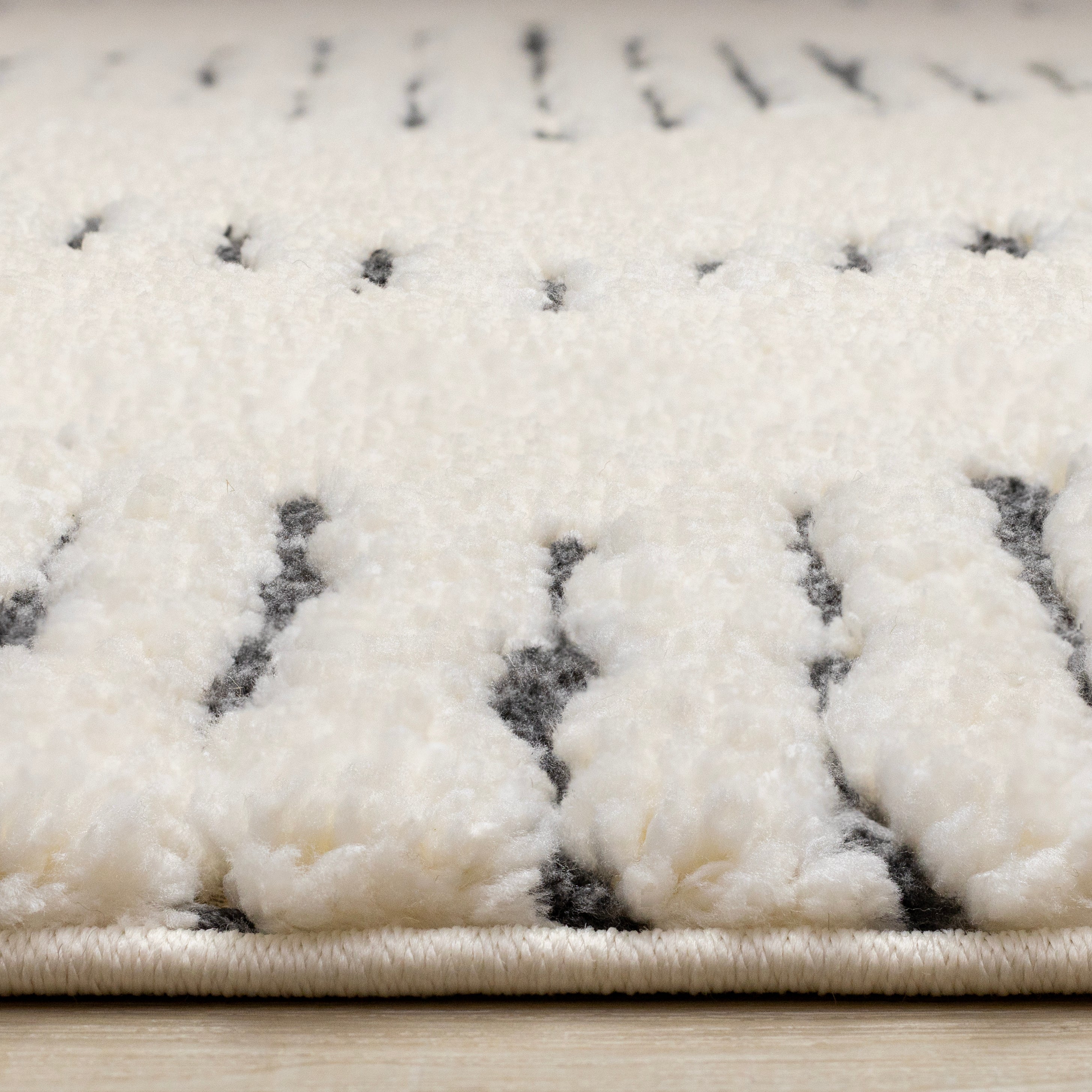 Talia Cream Black Striped Diamond Rug Design