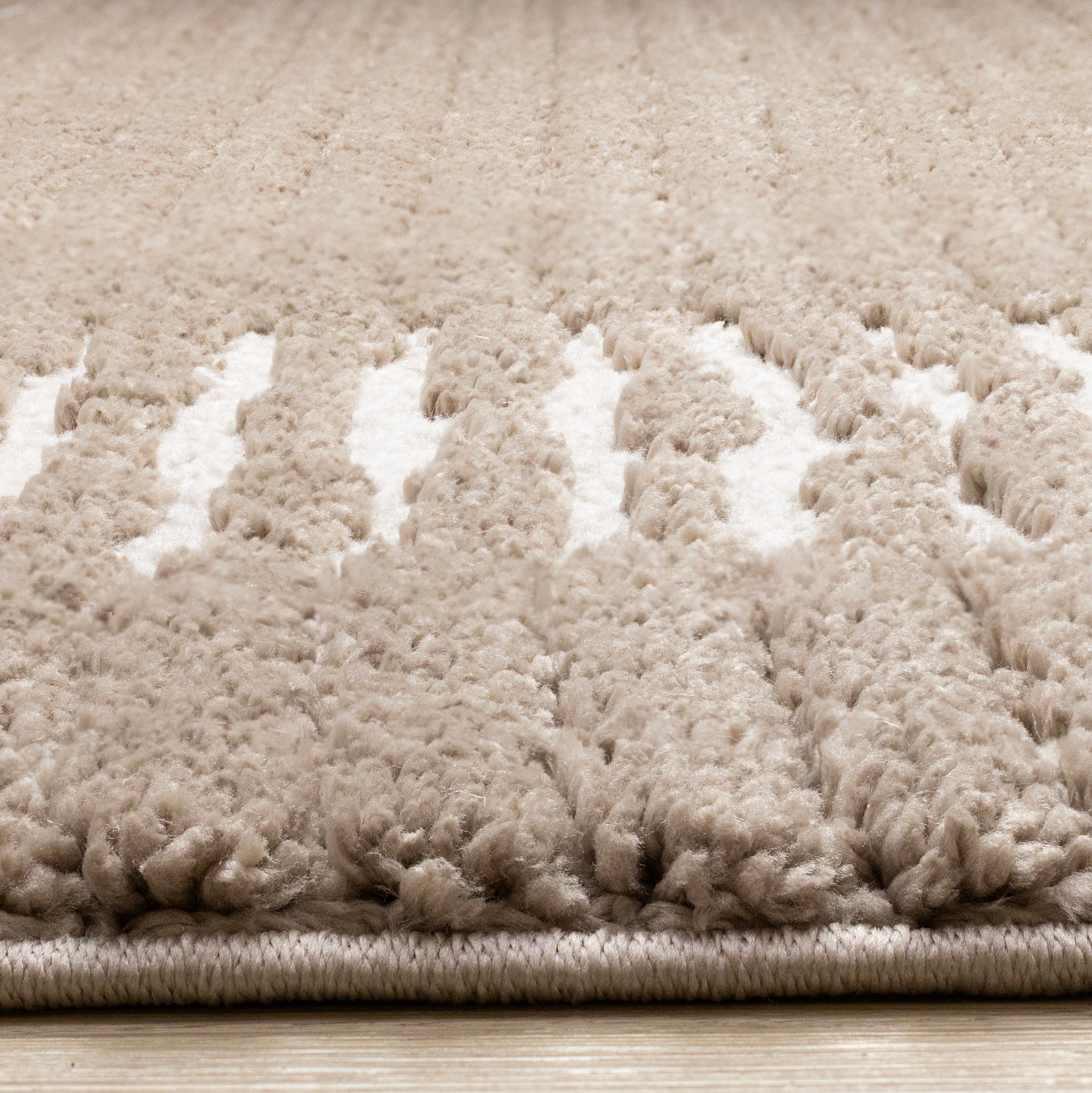 Talia Taupe White Striped Border Rug