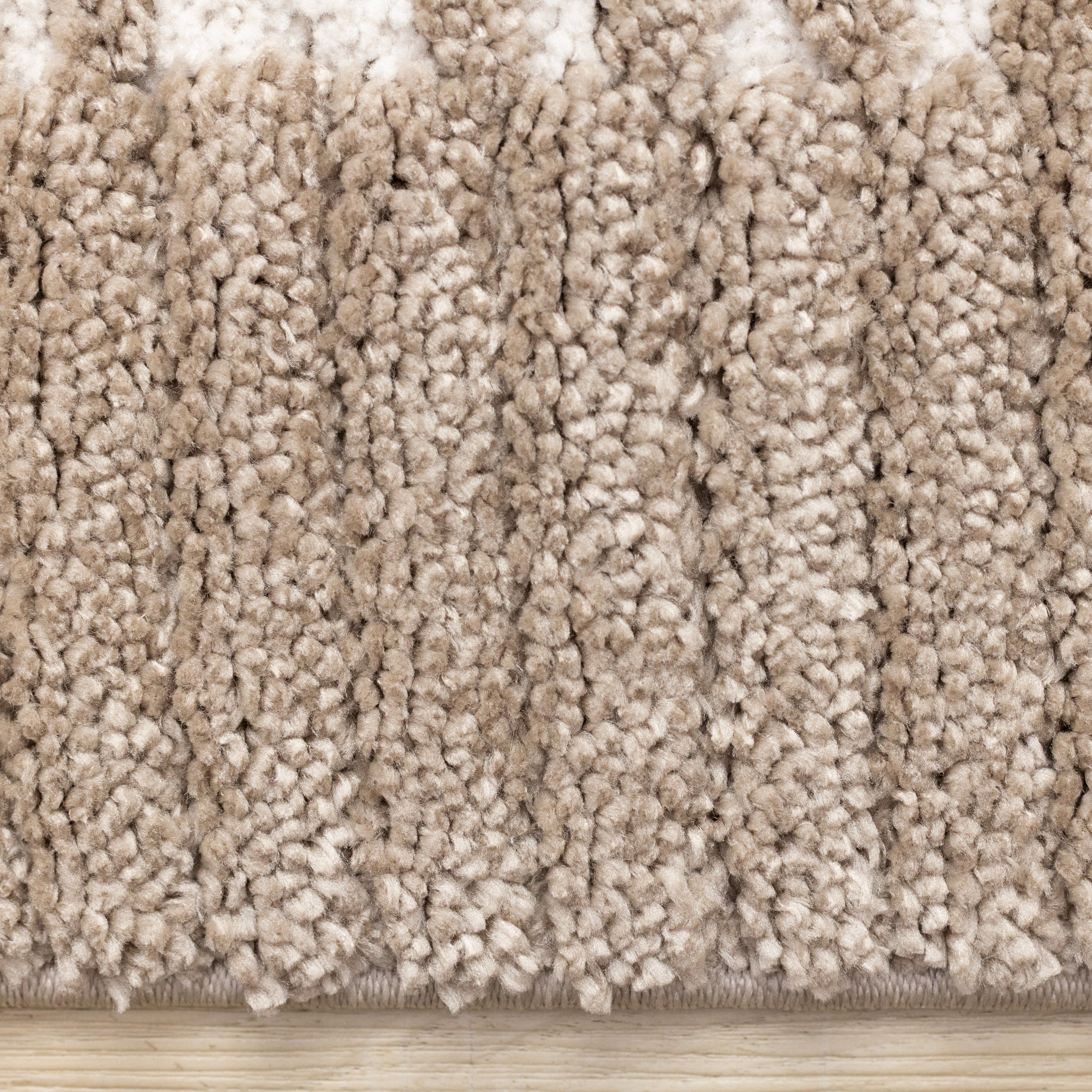 Talia Taupe White Striped Border Rug