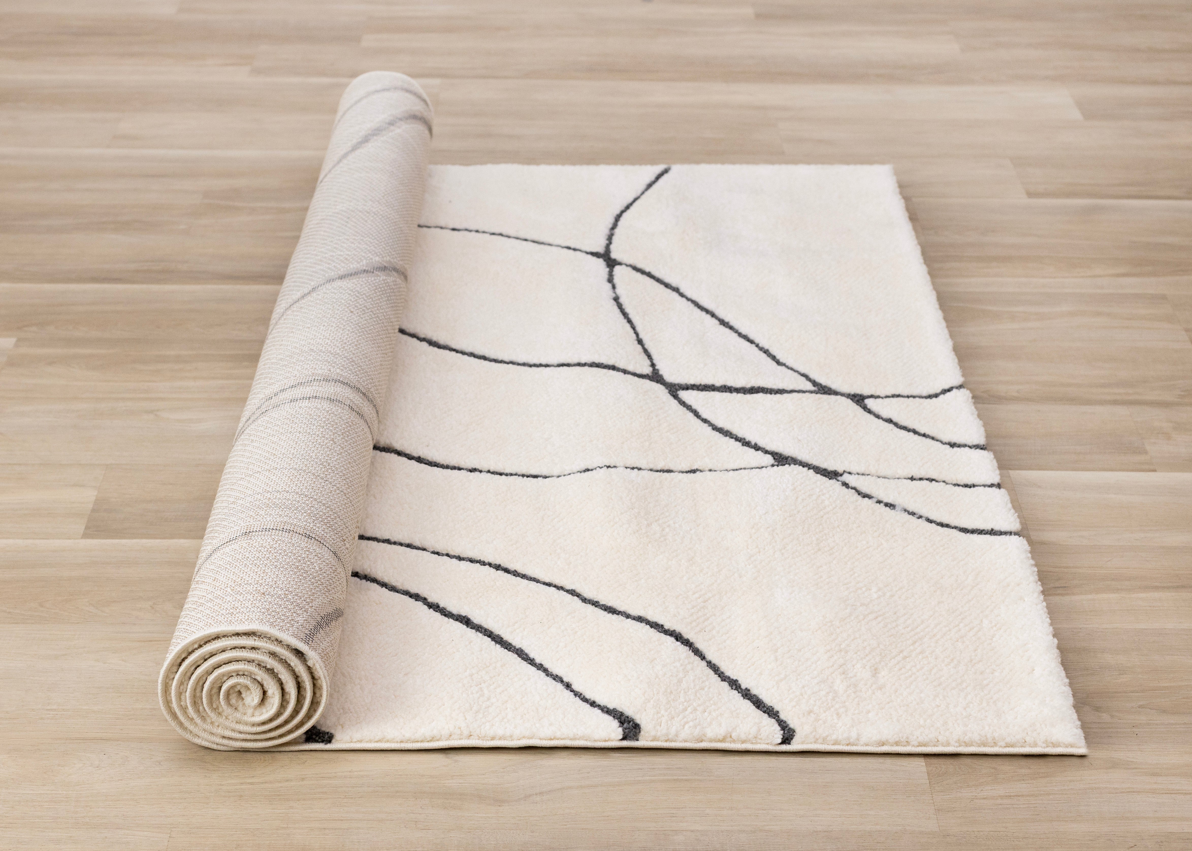 Talia White Black Organic Lines Rug