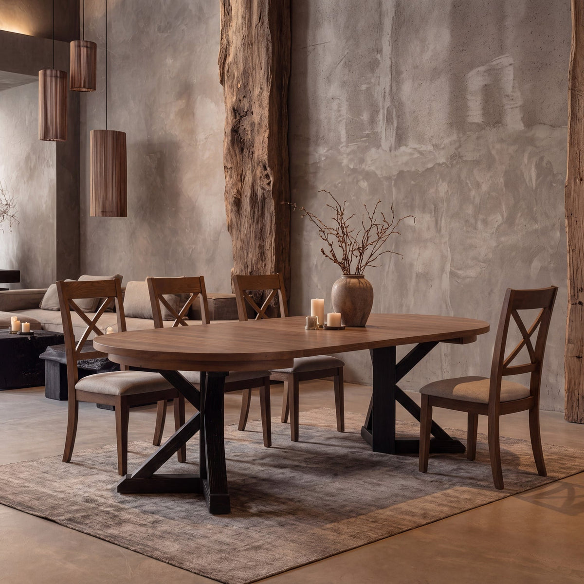 Gather Dining Set: Round Table + 4 Chairs