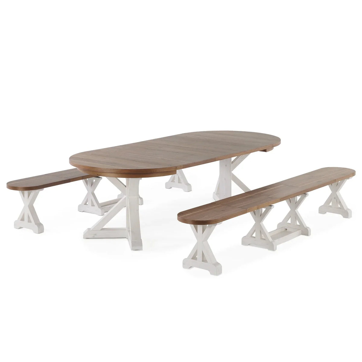 Gather Dining Set: Round Table + 2 Benches