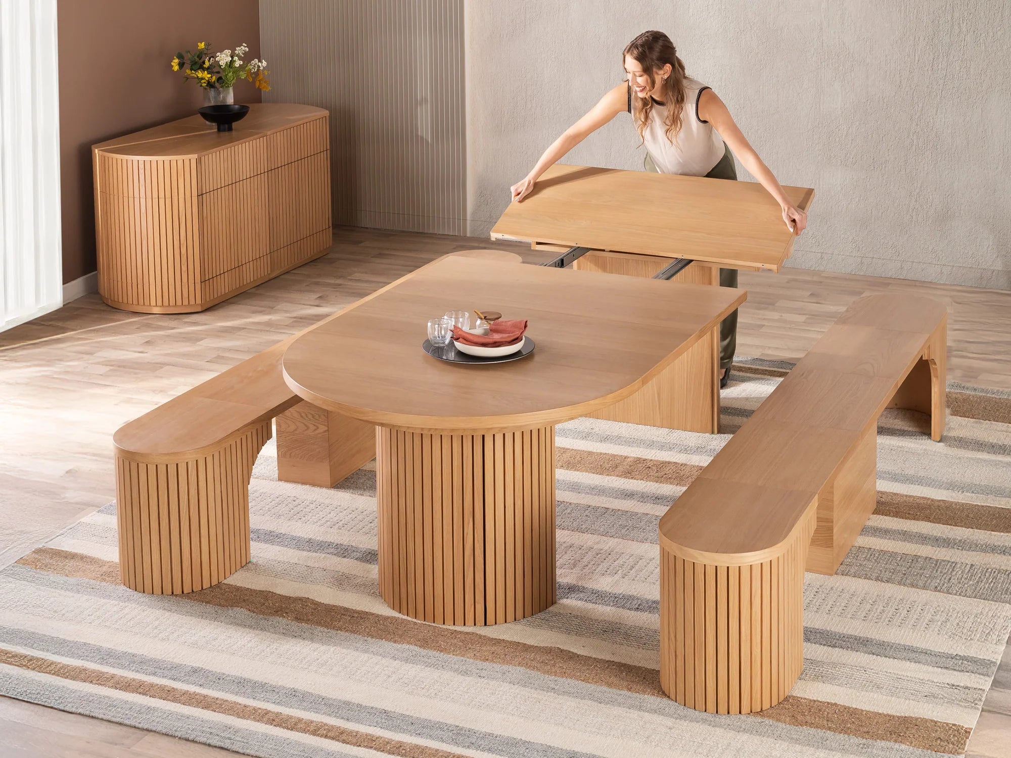 Transformer Round Dining Set - The Gathering | Table, 2x Transformer Round Bench