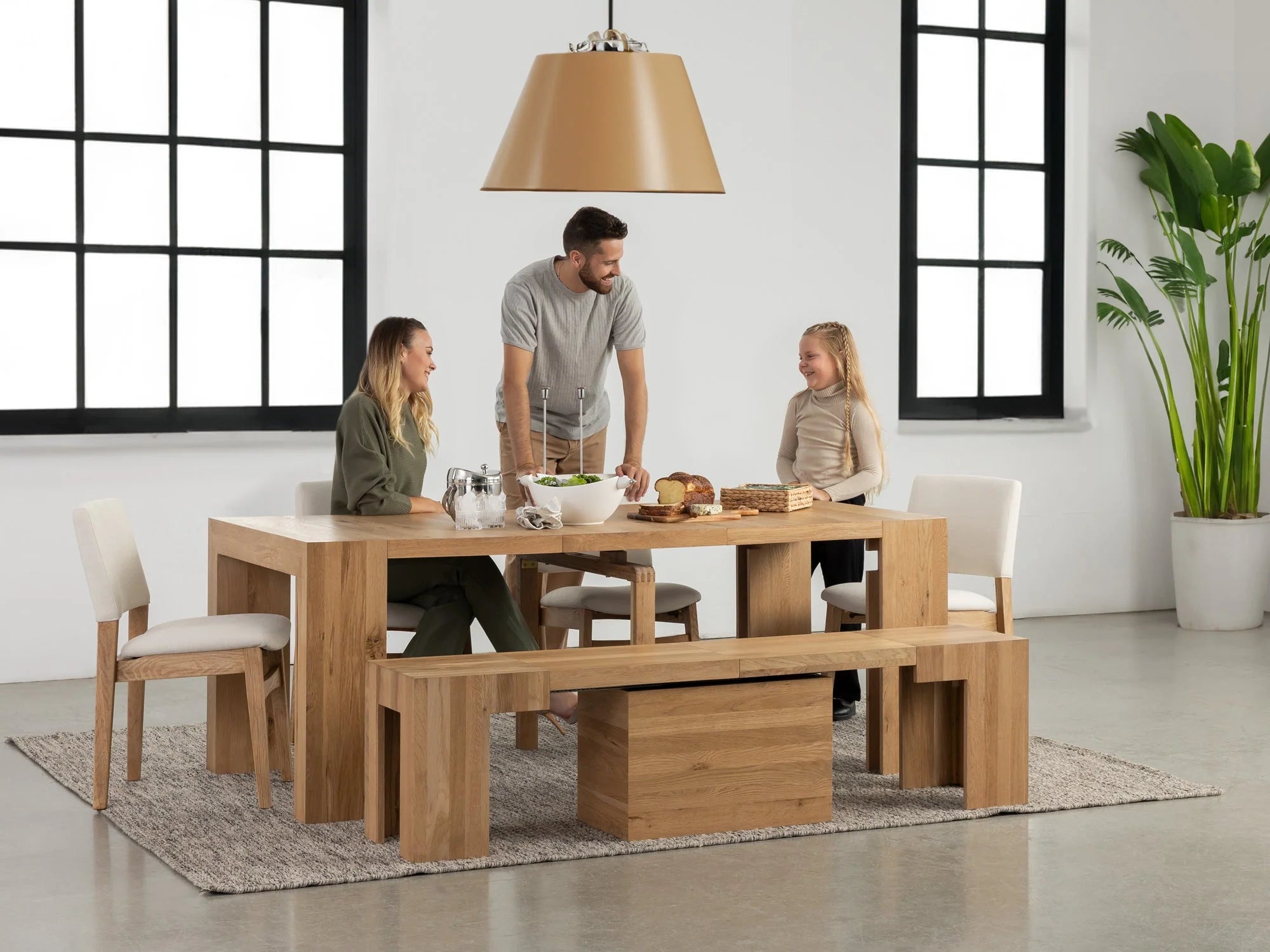 Transformer Dining Set - The Host | Table, 4x Chairs & Bench