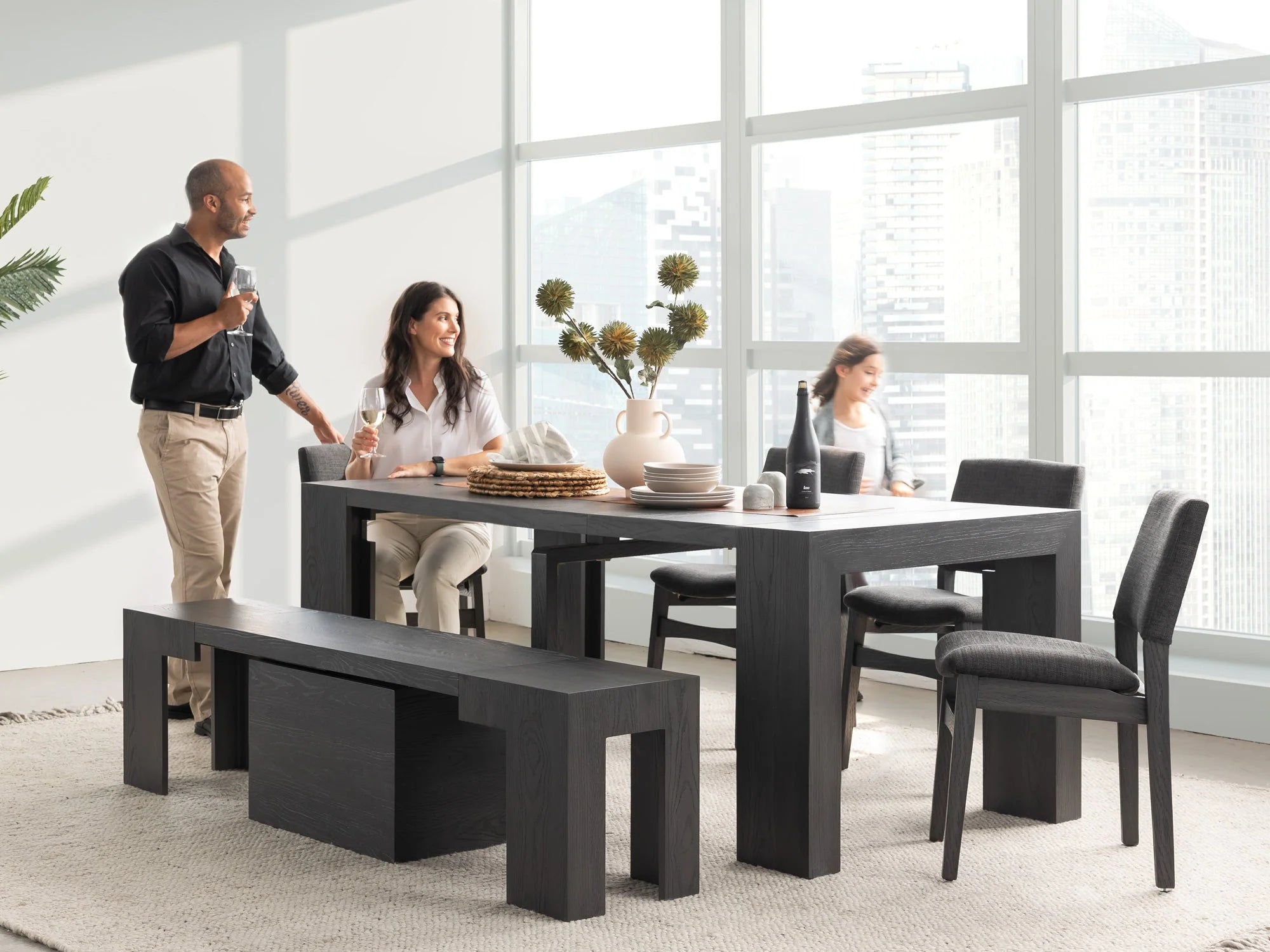 Transformer Dining Set - The Host | Table, 4x Chairs & Bench