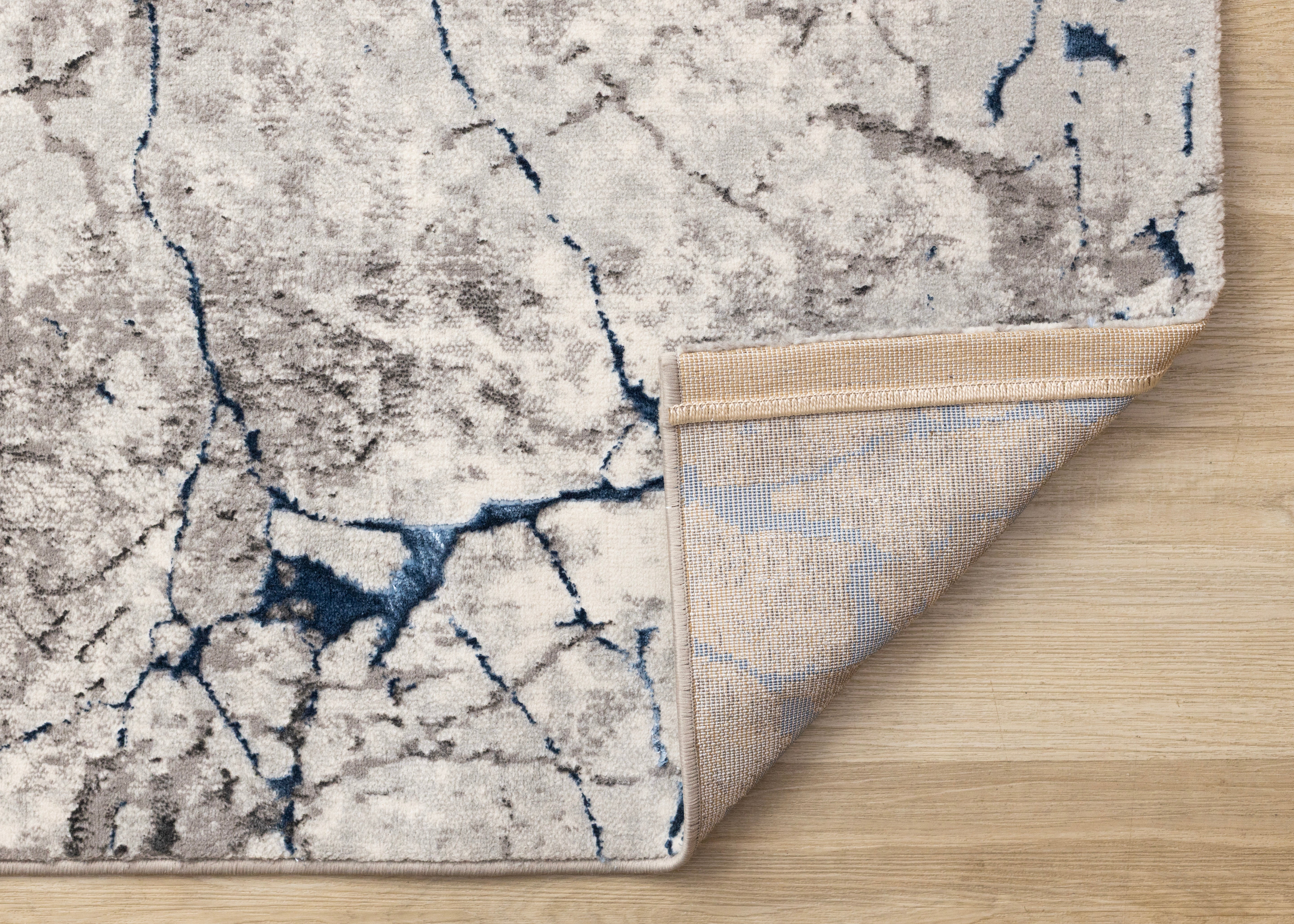 Zola Blue Grey White Cracked Design Rug