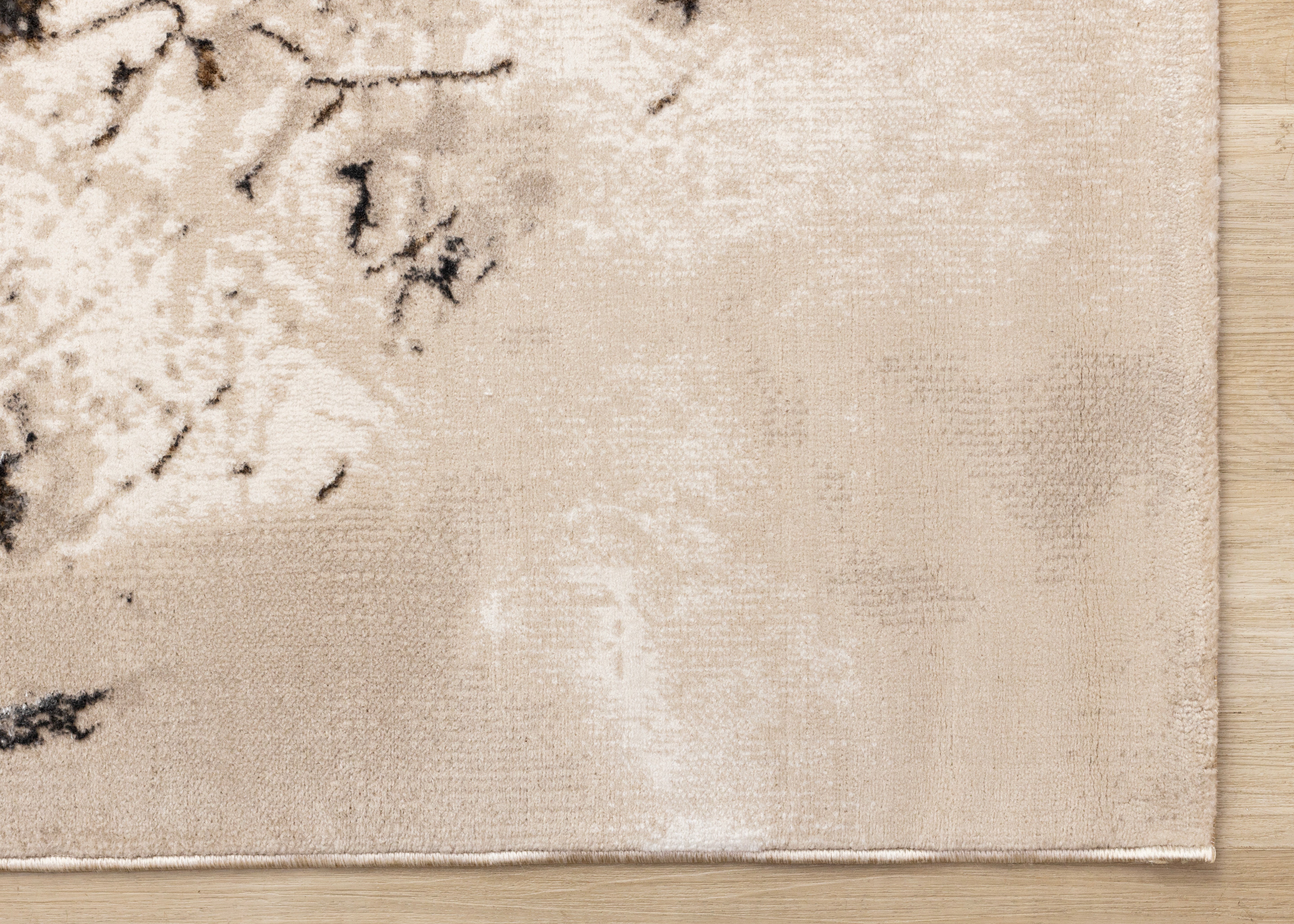 Zola Cream Taupe Brown Distressed Foliage Rug