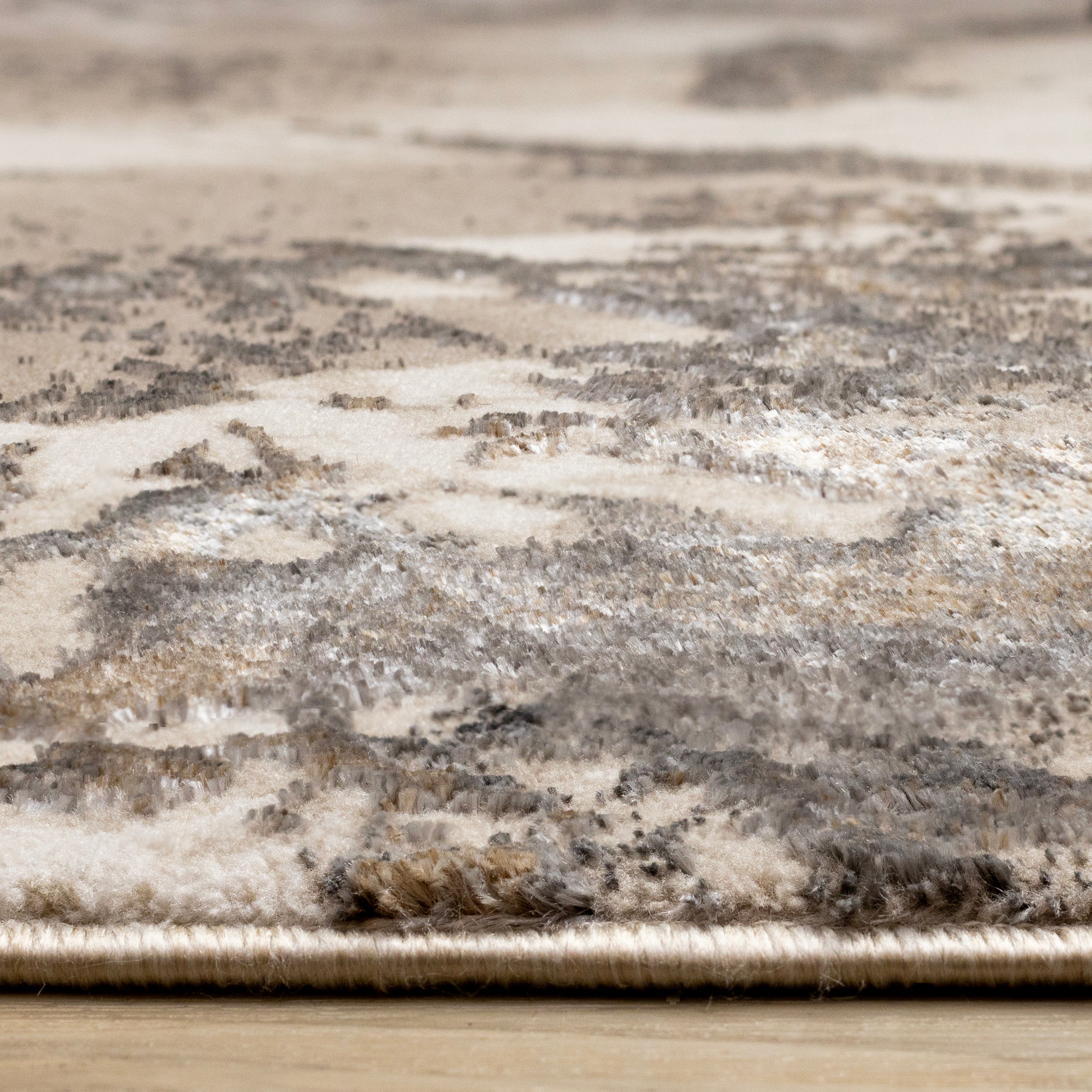 Zola Cream Taupe Brown Distressed Foliage Rug