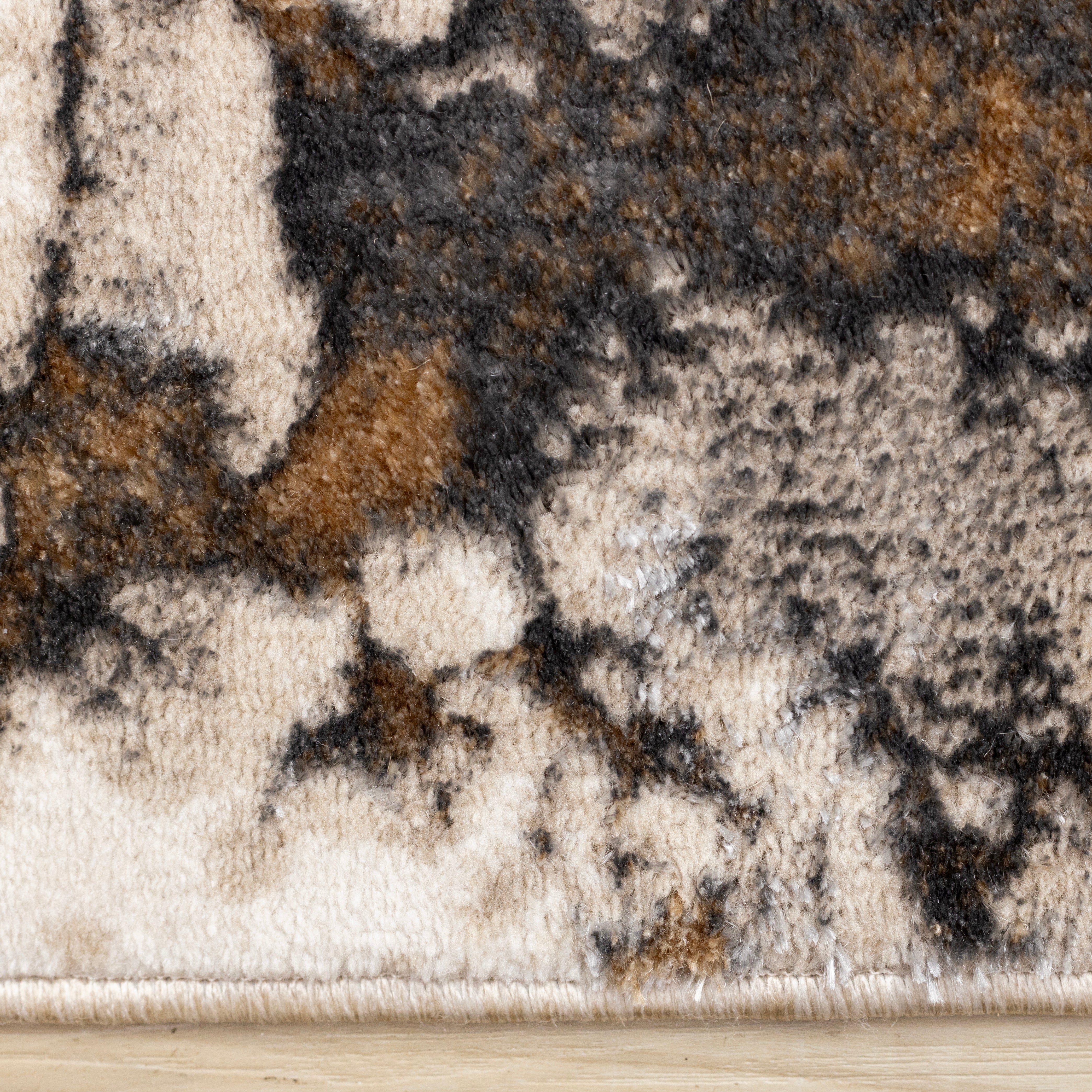 Zola Cream Taupe Brown Distressed Foliage Rug