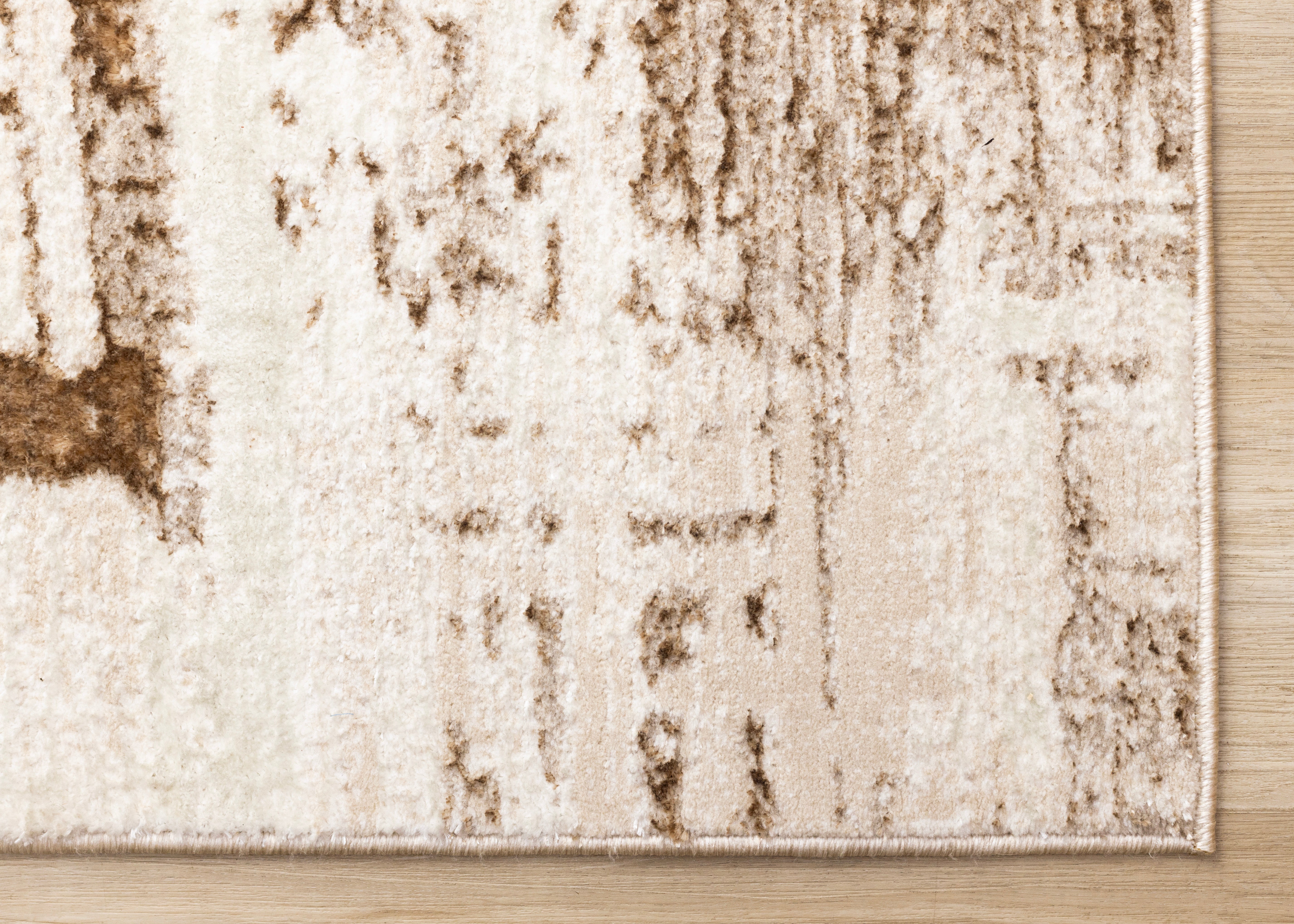 Zola Cream Brown Organic Distressed Design Rug