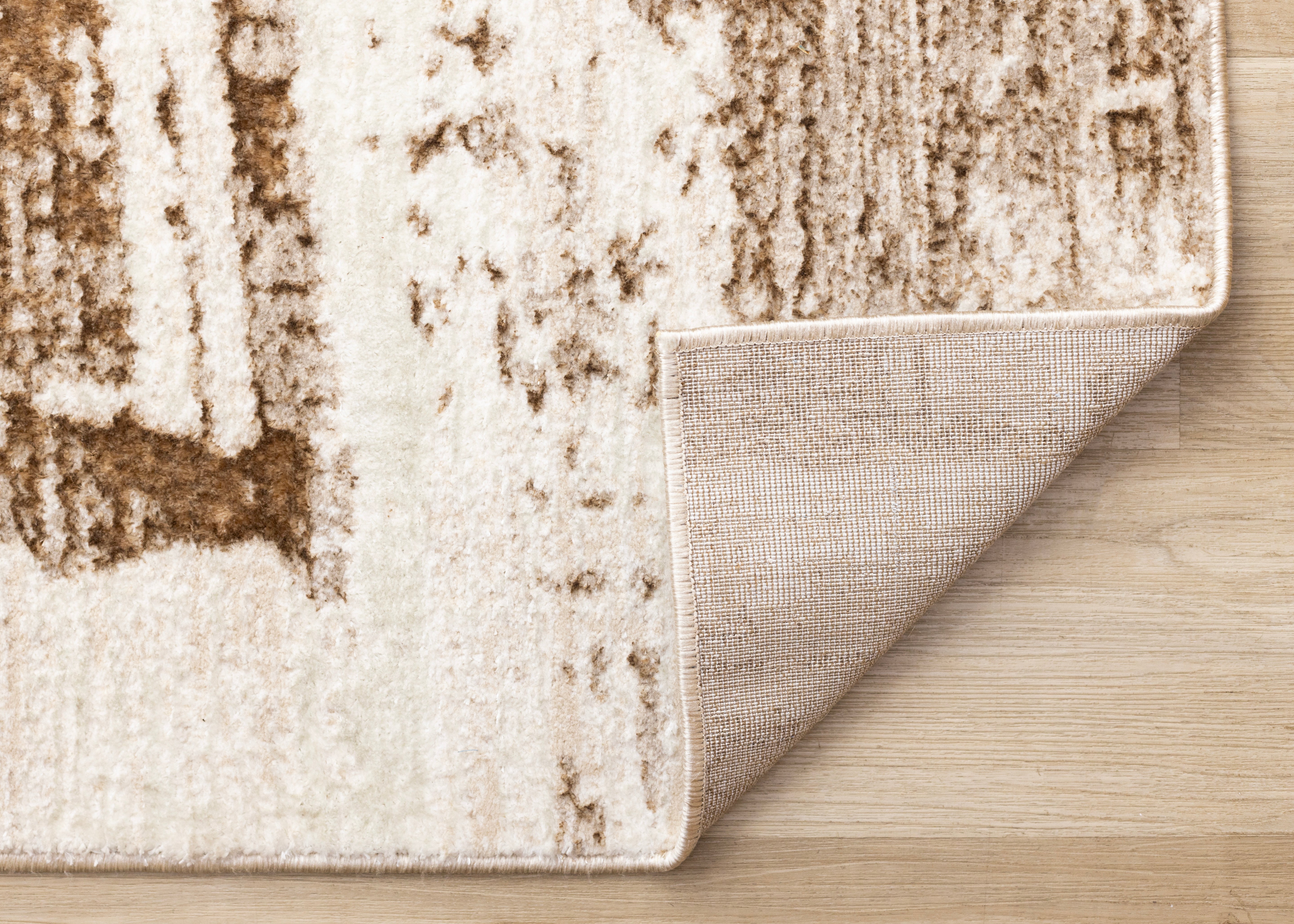 Zola Cream Brown Organic Distressed Design Rug