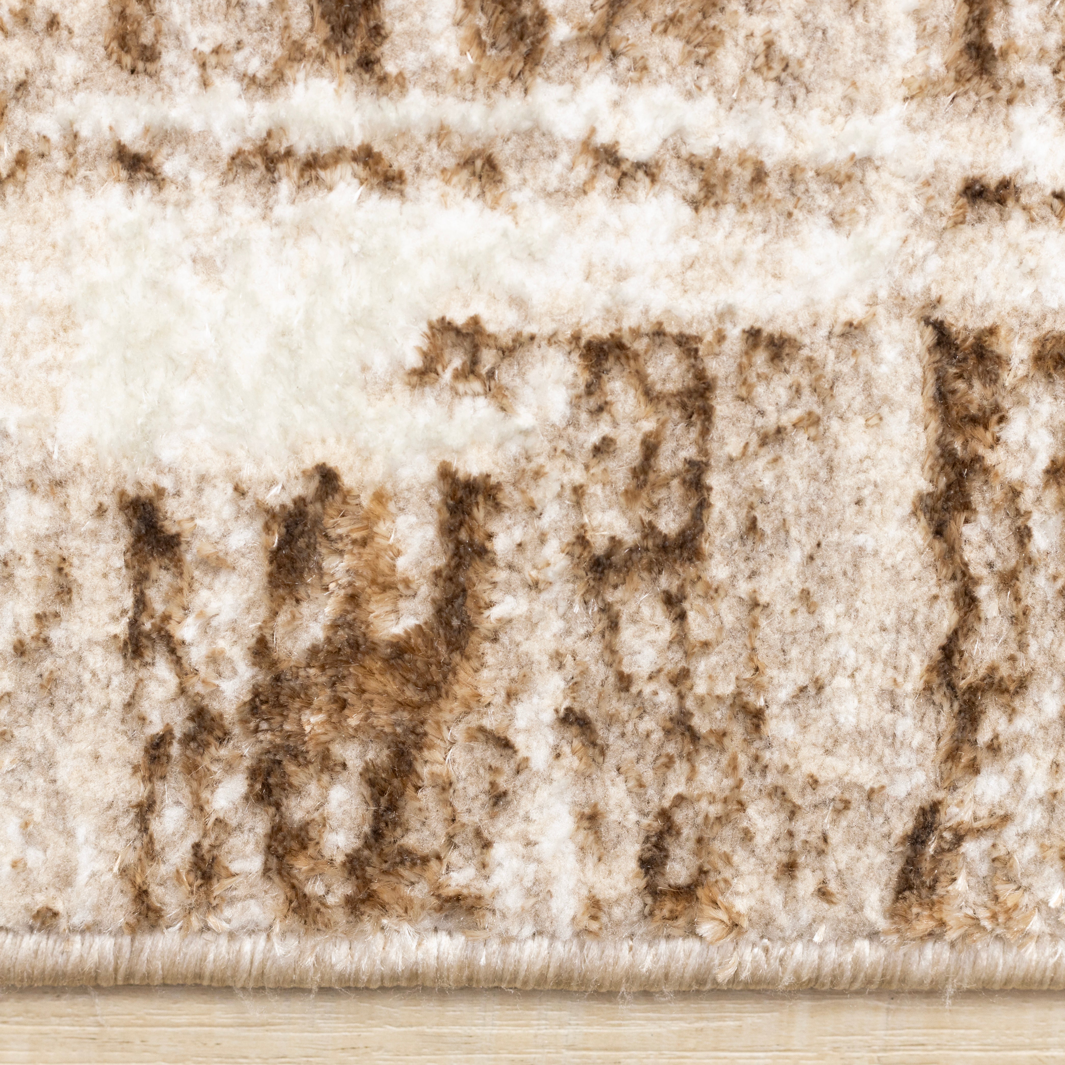 Zola Cream Brown Organic Distressed Design Rug