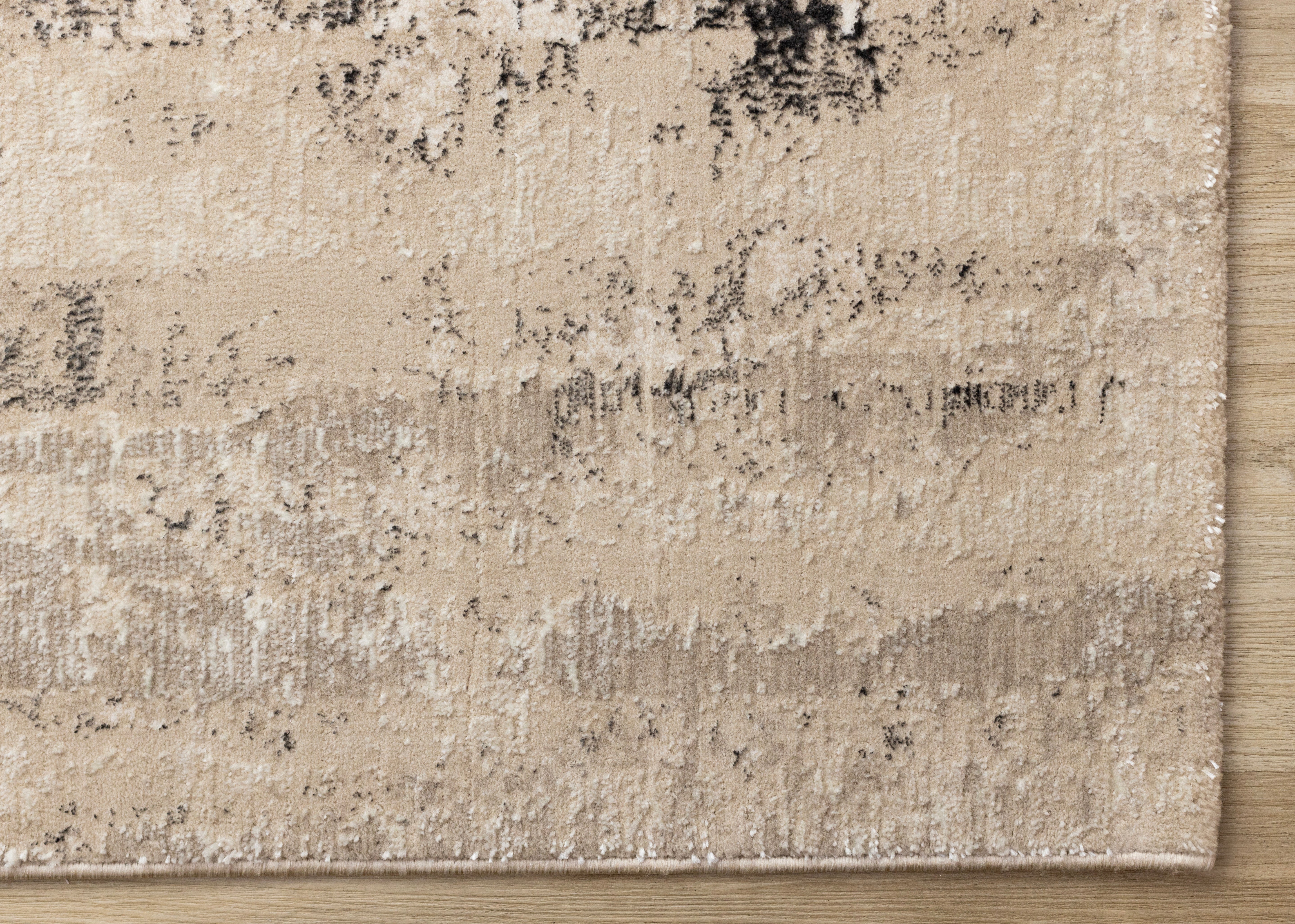 Zola Beige Cream Black Distressed Rug