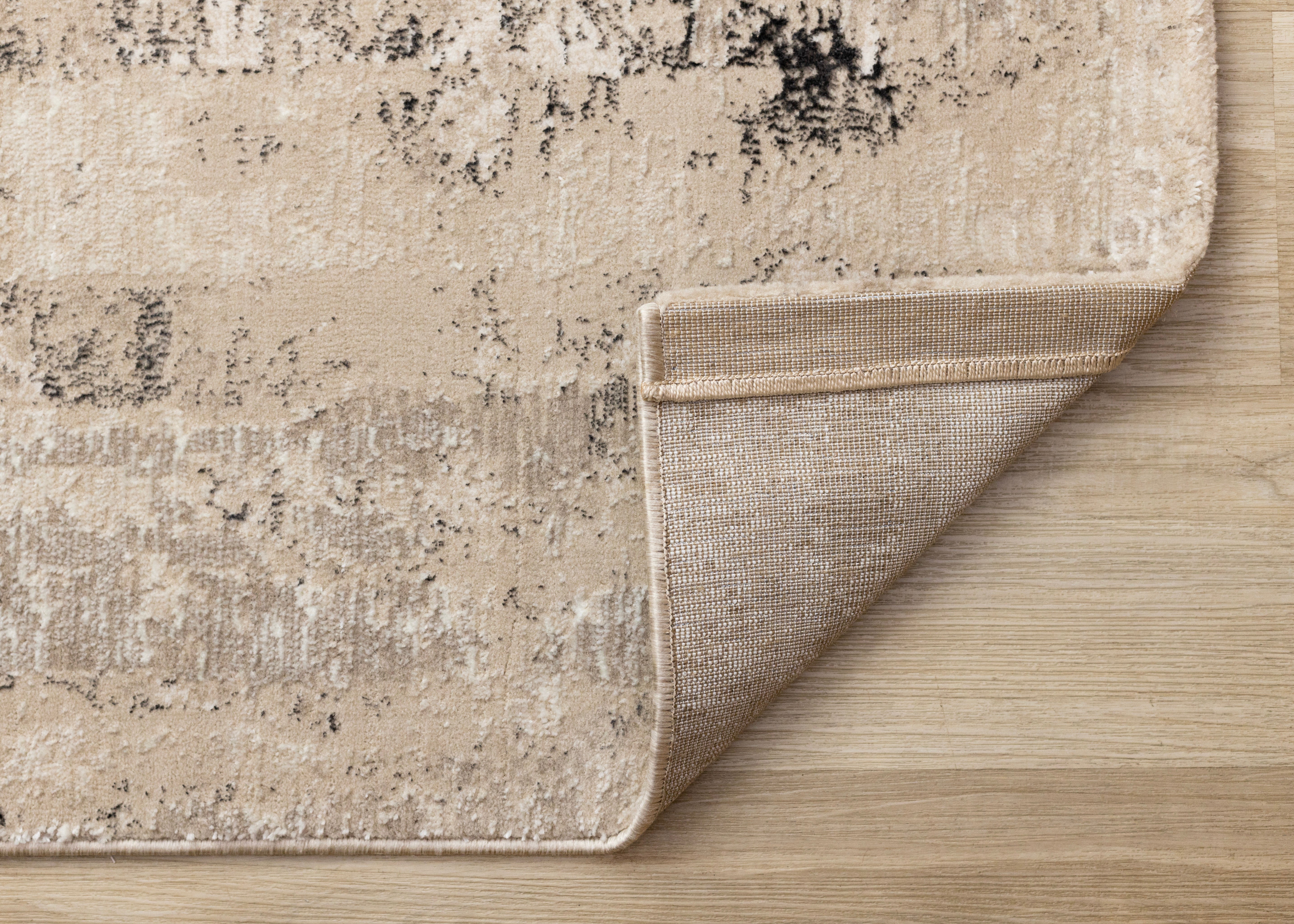 Zola Beige Cream Black Distressed Rug