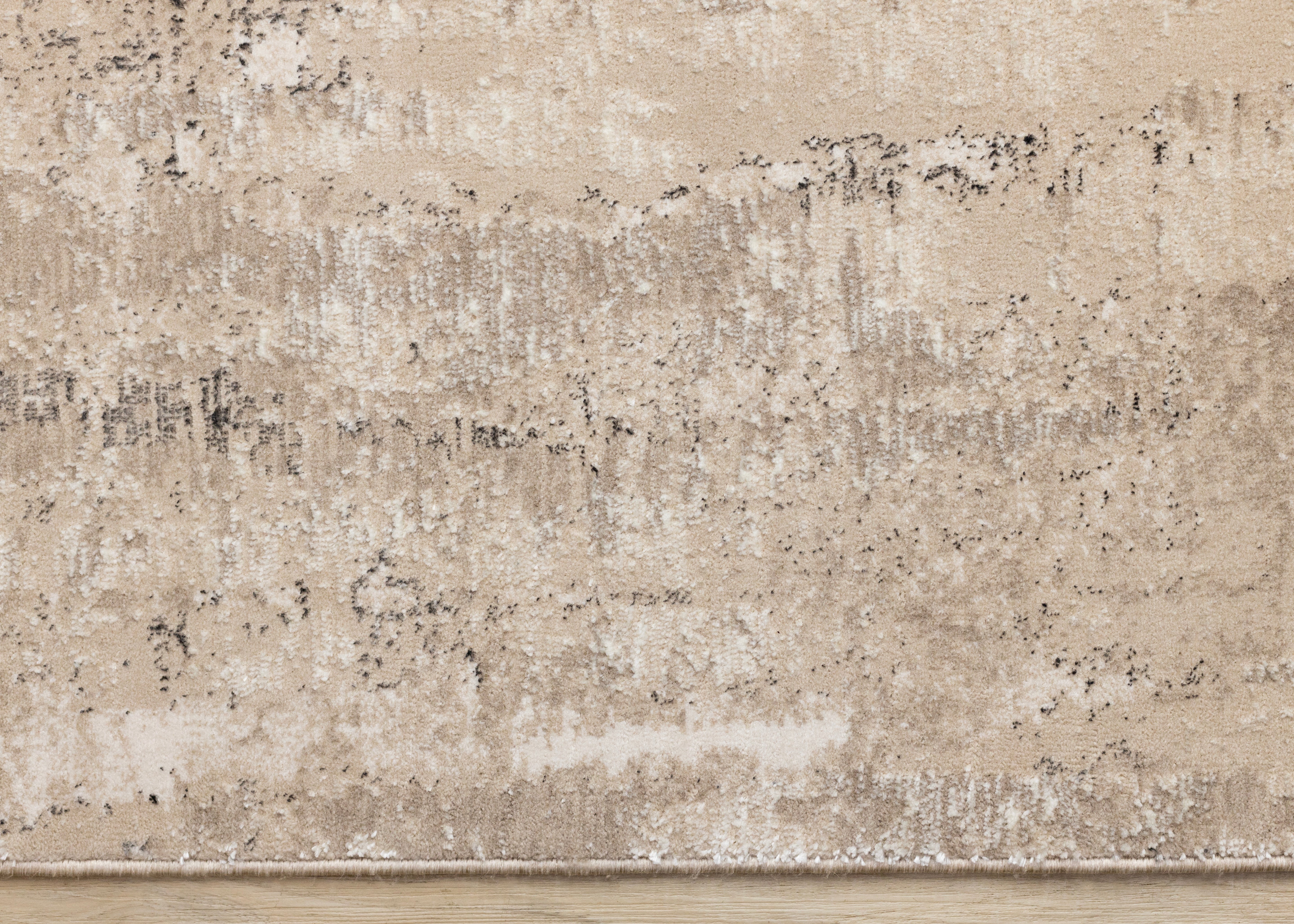 Zola Beige Cream Black Distressed Rug