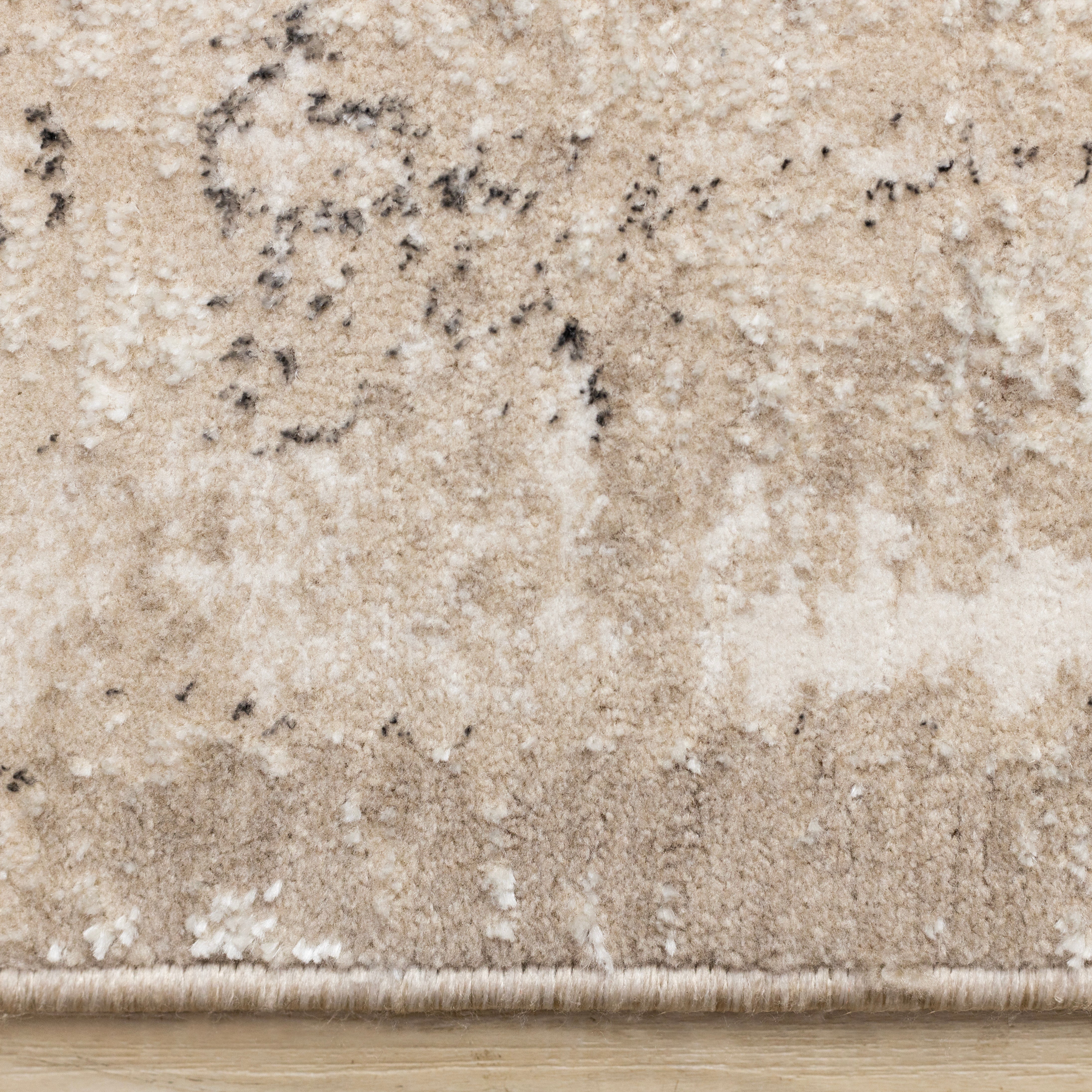 Zola Beige Cream Black Distressed Rug
