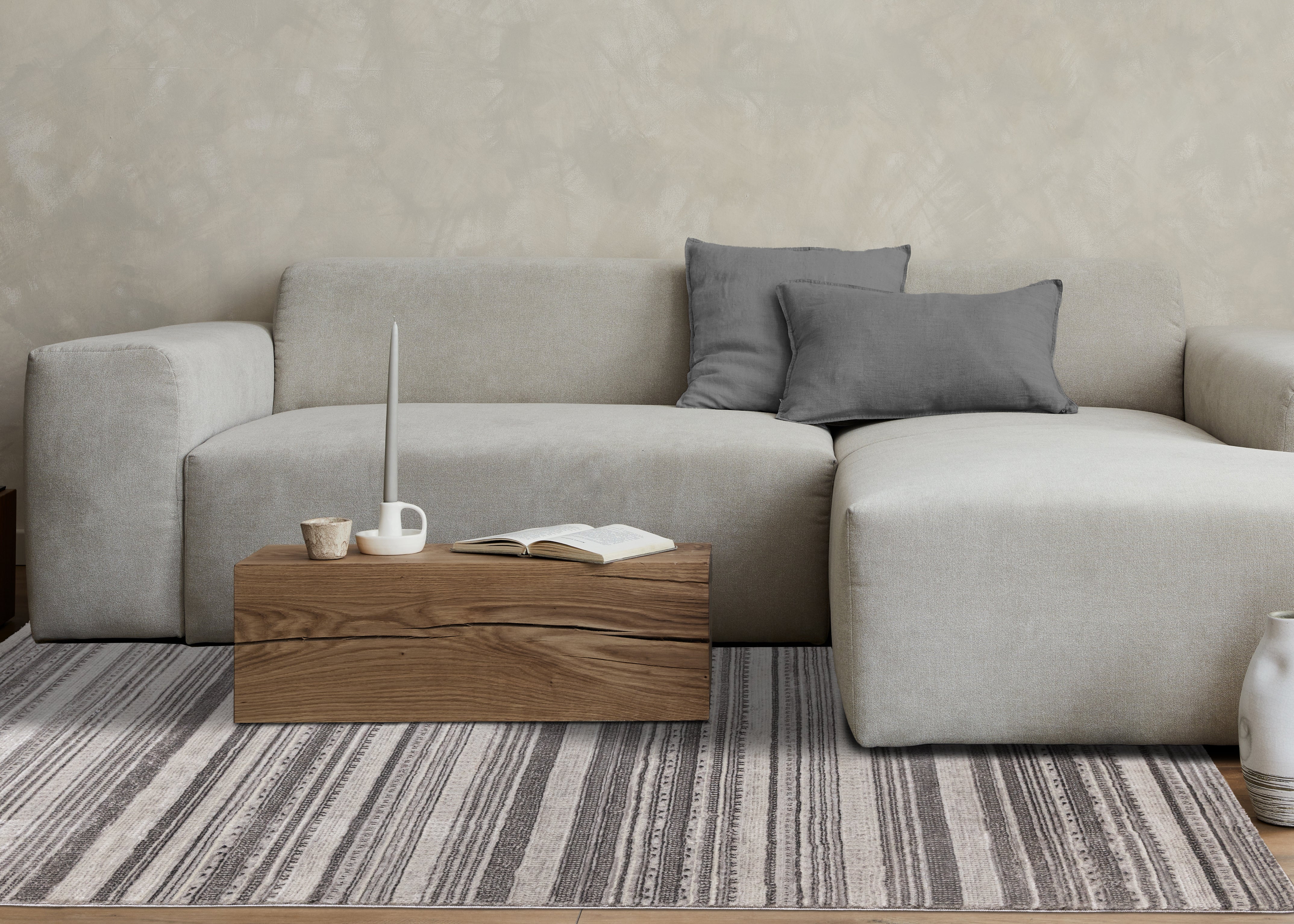 Zola Grey White Black Patterned Rows Rug