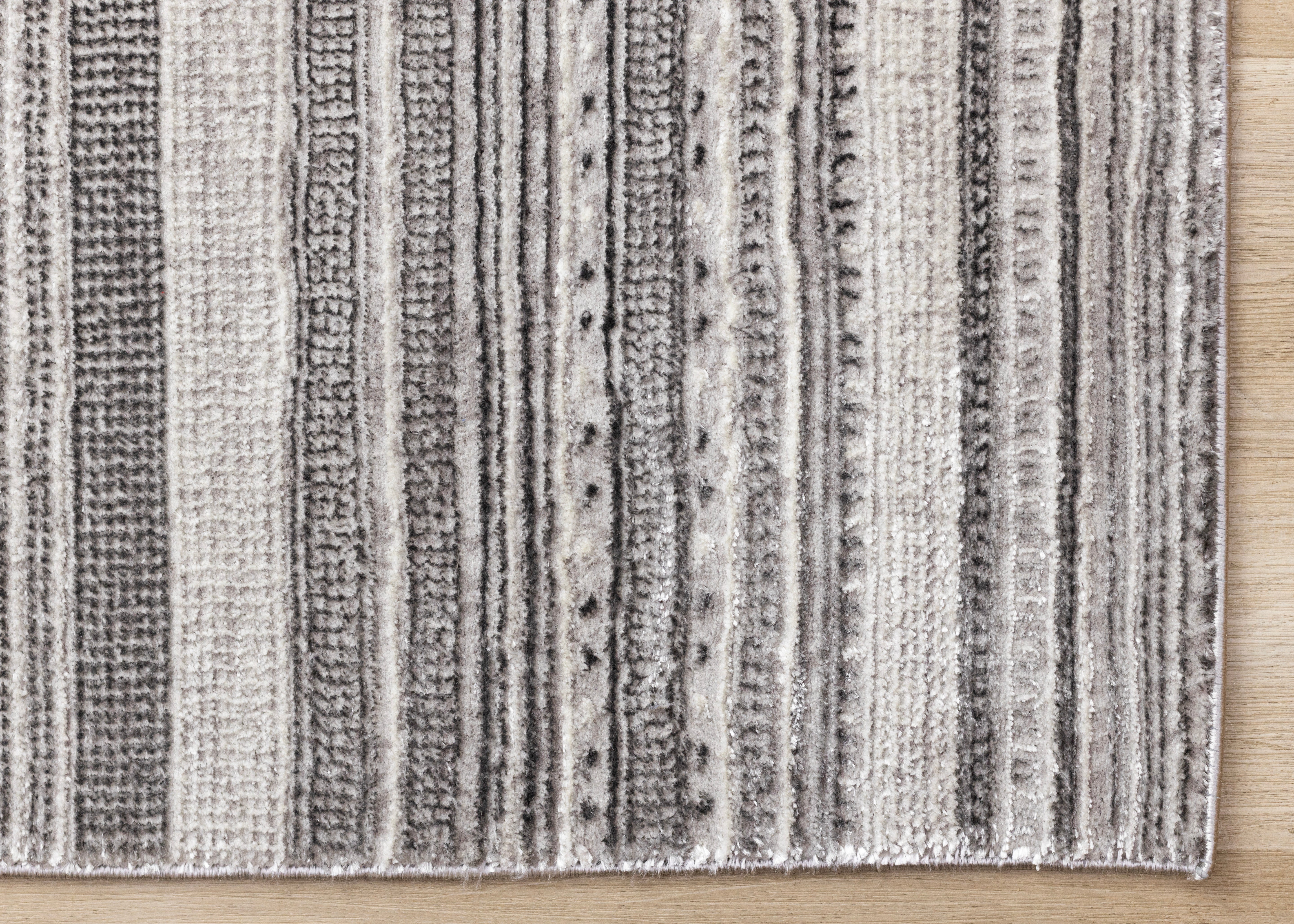 Zola Grey White Black Patterned Rows Rug