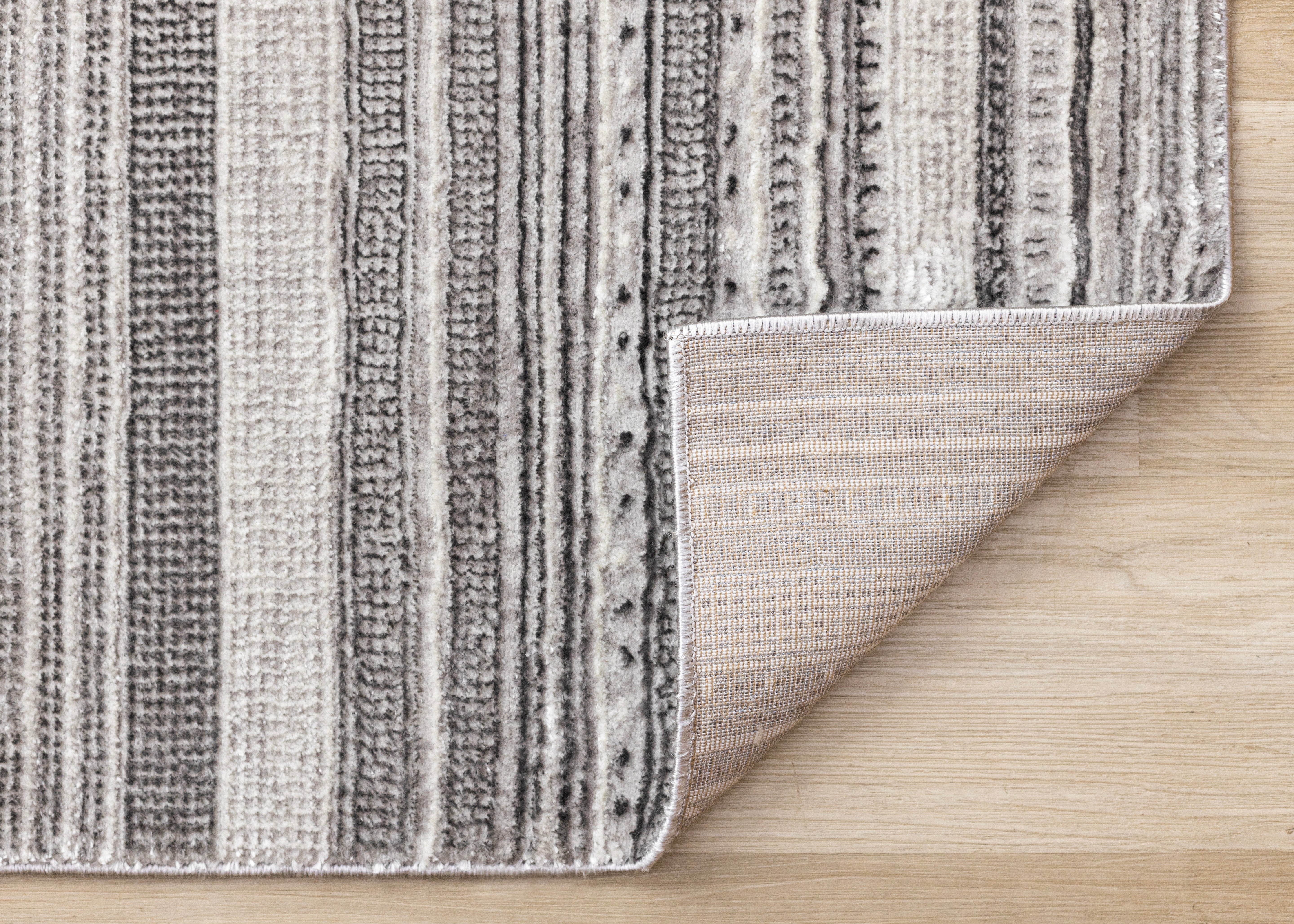 Zola Grey White Black Patterned Rows Rug